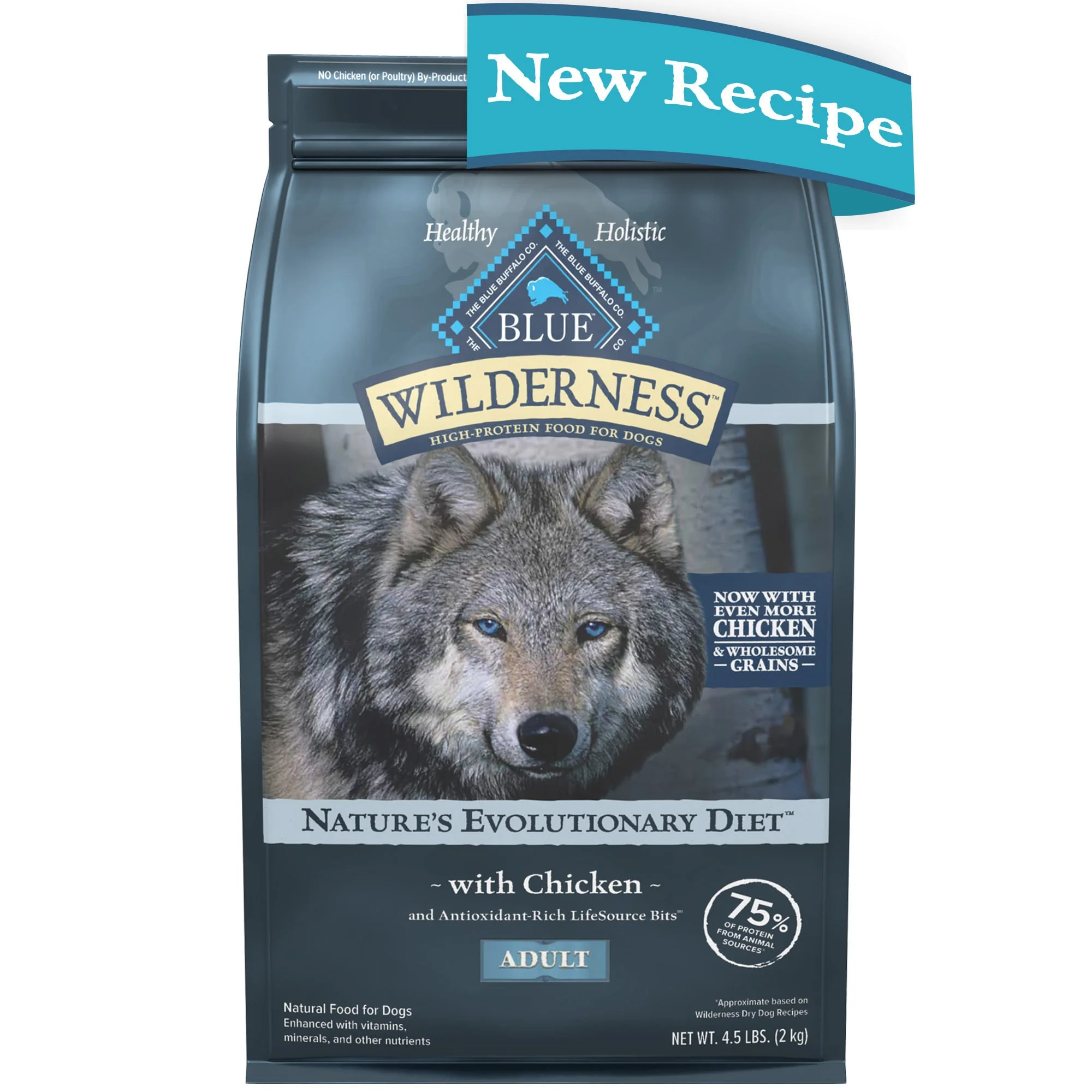 Blue Buffalo Wilderness High Protein Natural Adult Dry Dog Food plus Wholesome Grains  Chicken 4.5 lb bag - Image 1