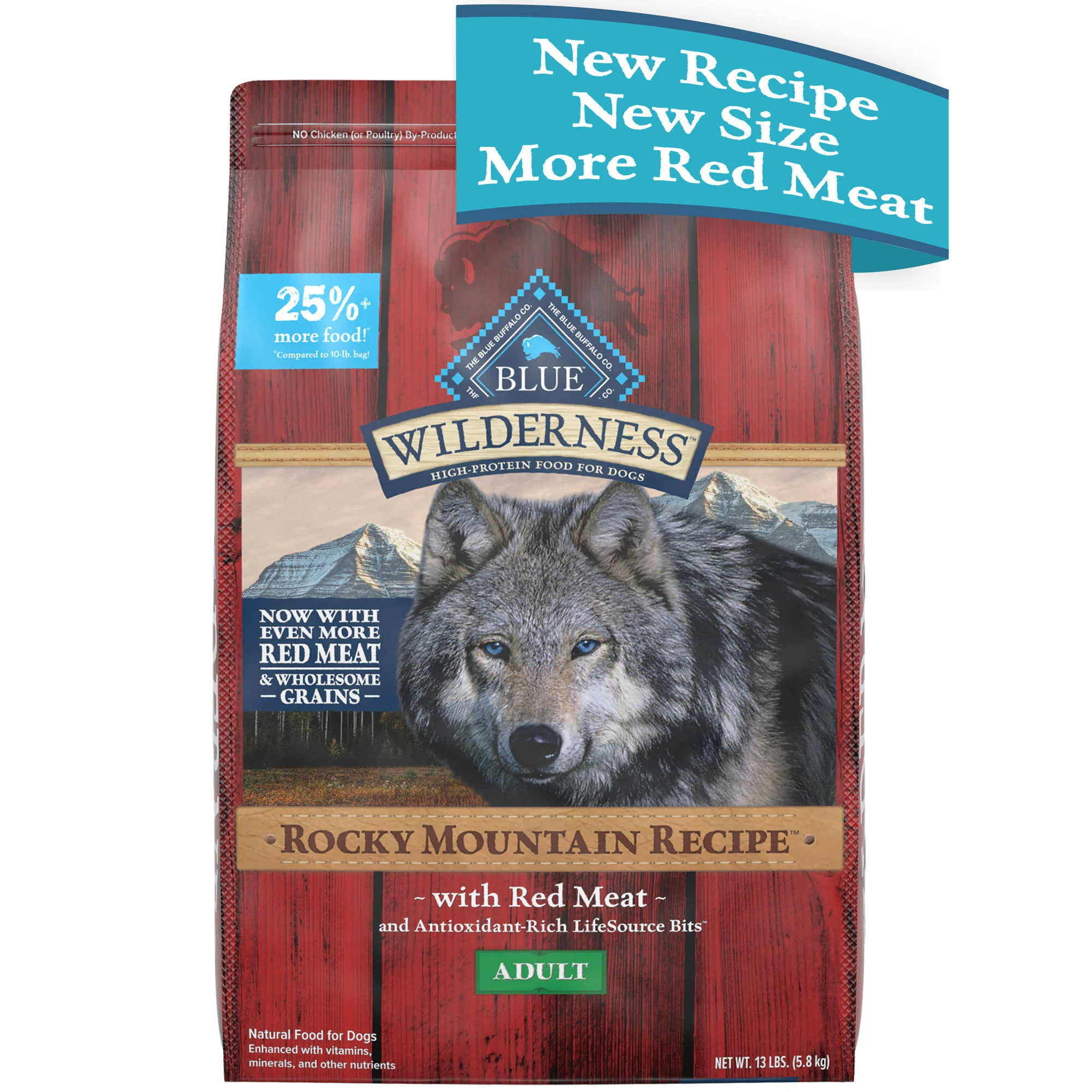 Blue Buffalo Wilderness Rocky Mountain Recipe High Protein Natural Adult Dry Dog Food  Red Meat with Grain 13 lb bag - Image 1