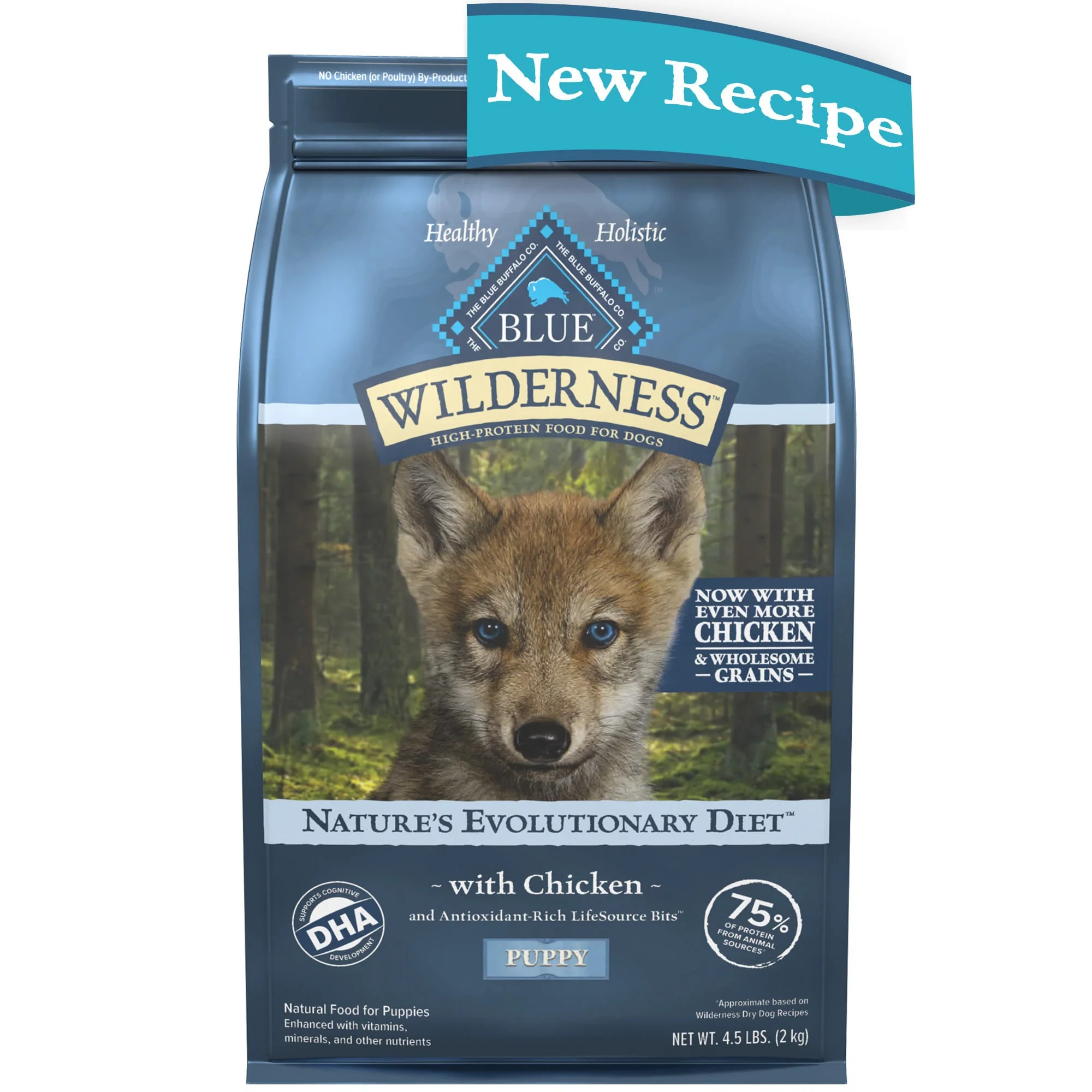 Blue Buffalo Wilderness High Protein Natural Puppy Dry Dog Food plus Wholesome Grains  Chicken 4.5 lb bag - Image 1