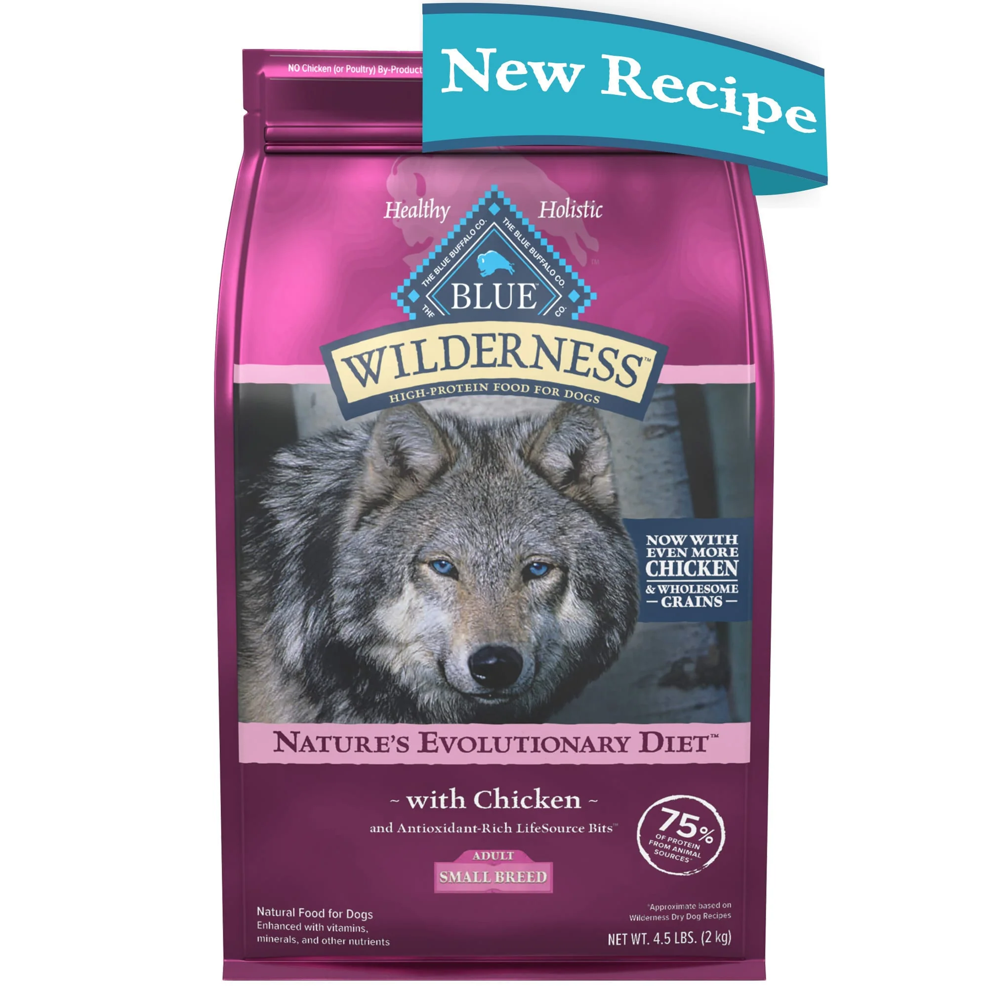 Blue Buffalo Wilderness High Protein Natural Small Breed Adult Dry Dog Food plus Wholesome Grains  Chicken 4.5 lb bag - Image 1