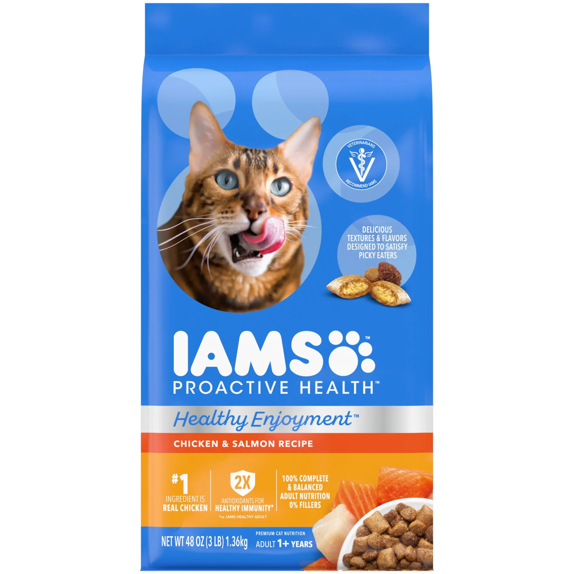 IAMS Healthy Enjoyment Dry Cat Food Chicken & Salmon Recipe  3 lb. Bag - Image 1