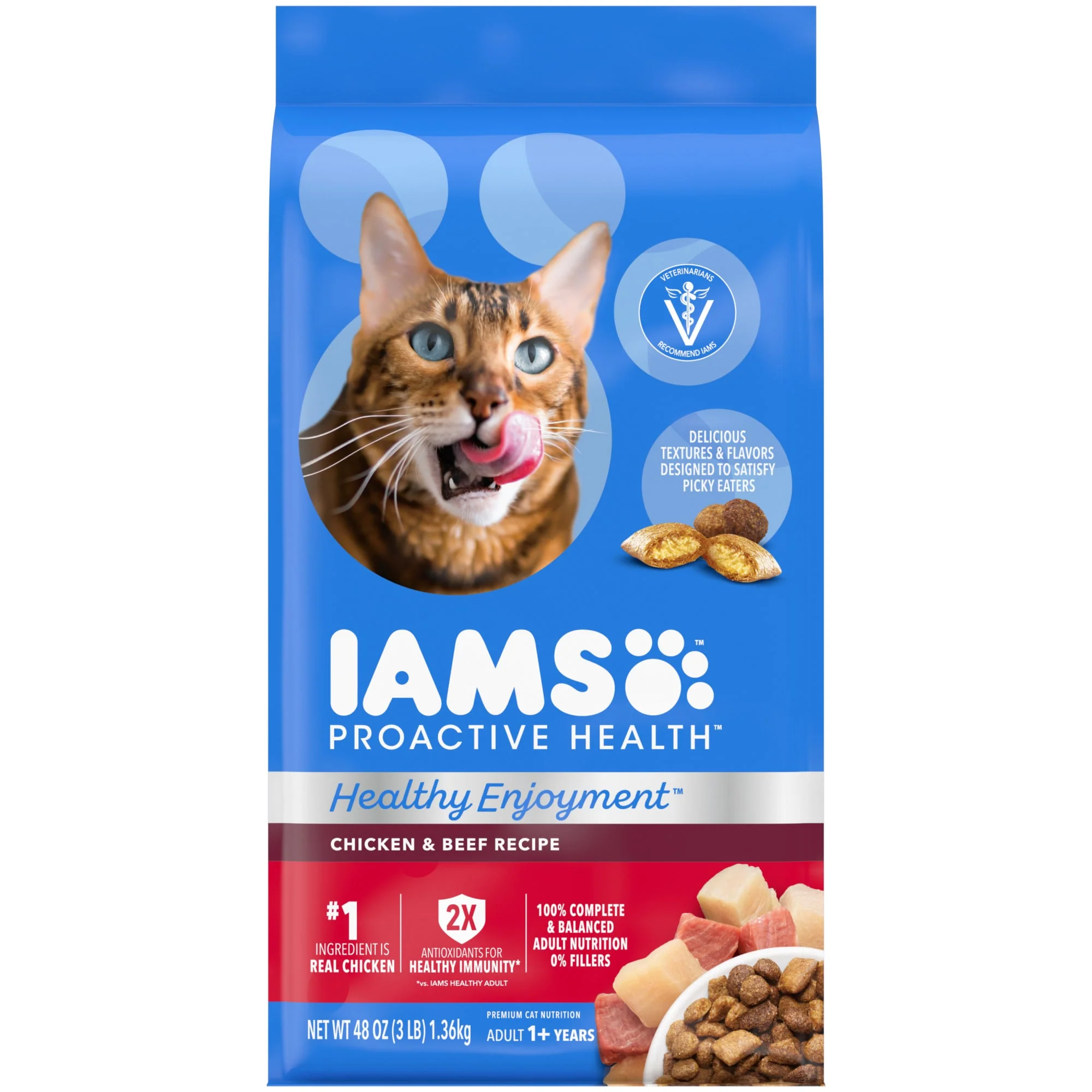 IAMS Healthy Enjoyment Dry Cat Food Chicken & Beef Recipe  3 lb. Bag - Image 1