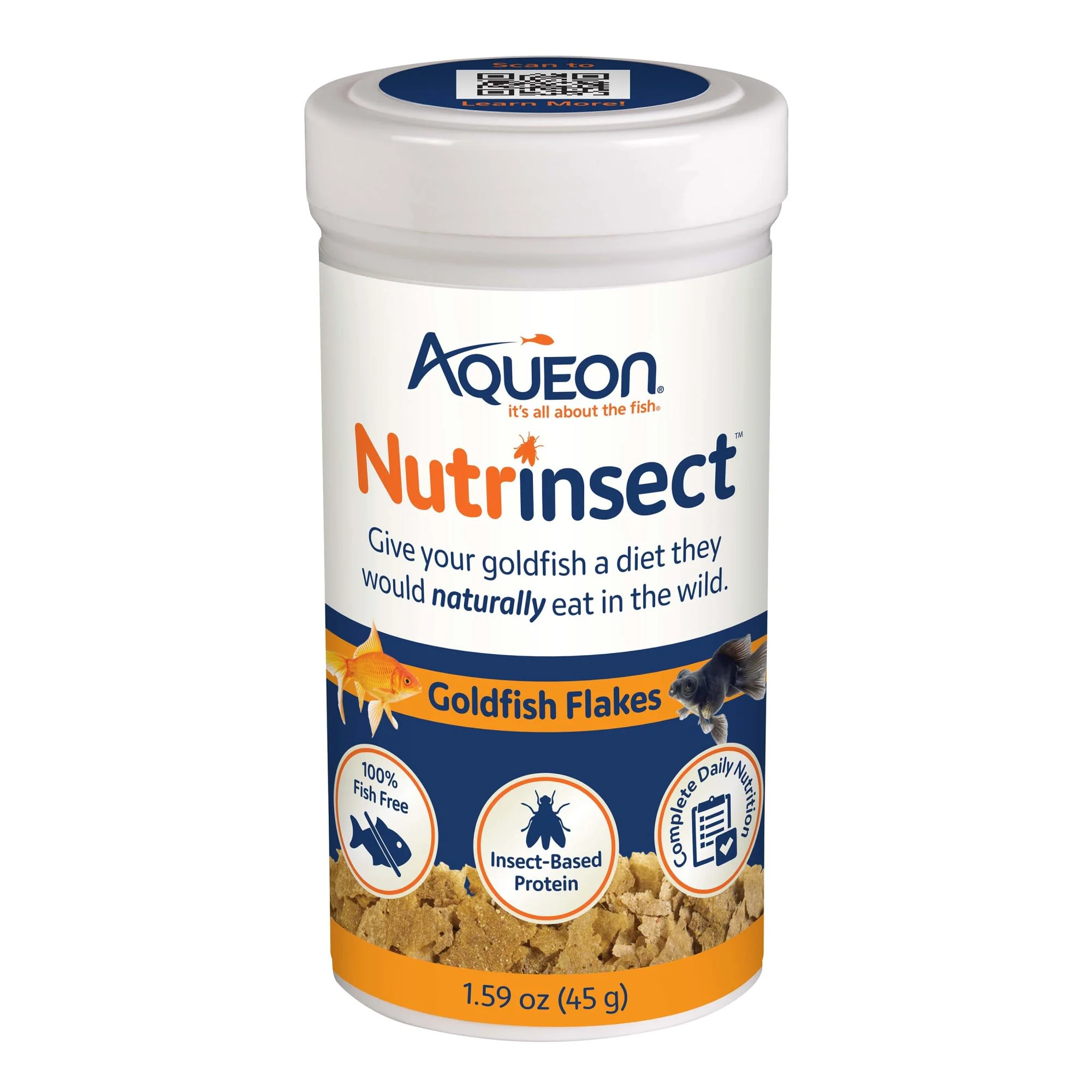 Aqueon Nutrinsect Fish-Free Fish Food Goldfish Flakes 1.59 oz - Image 1