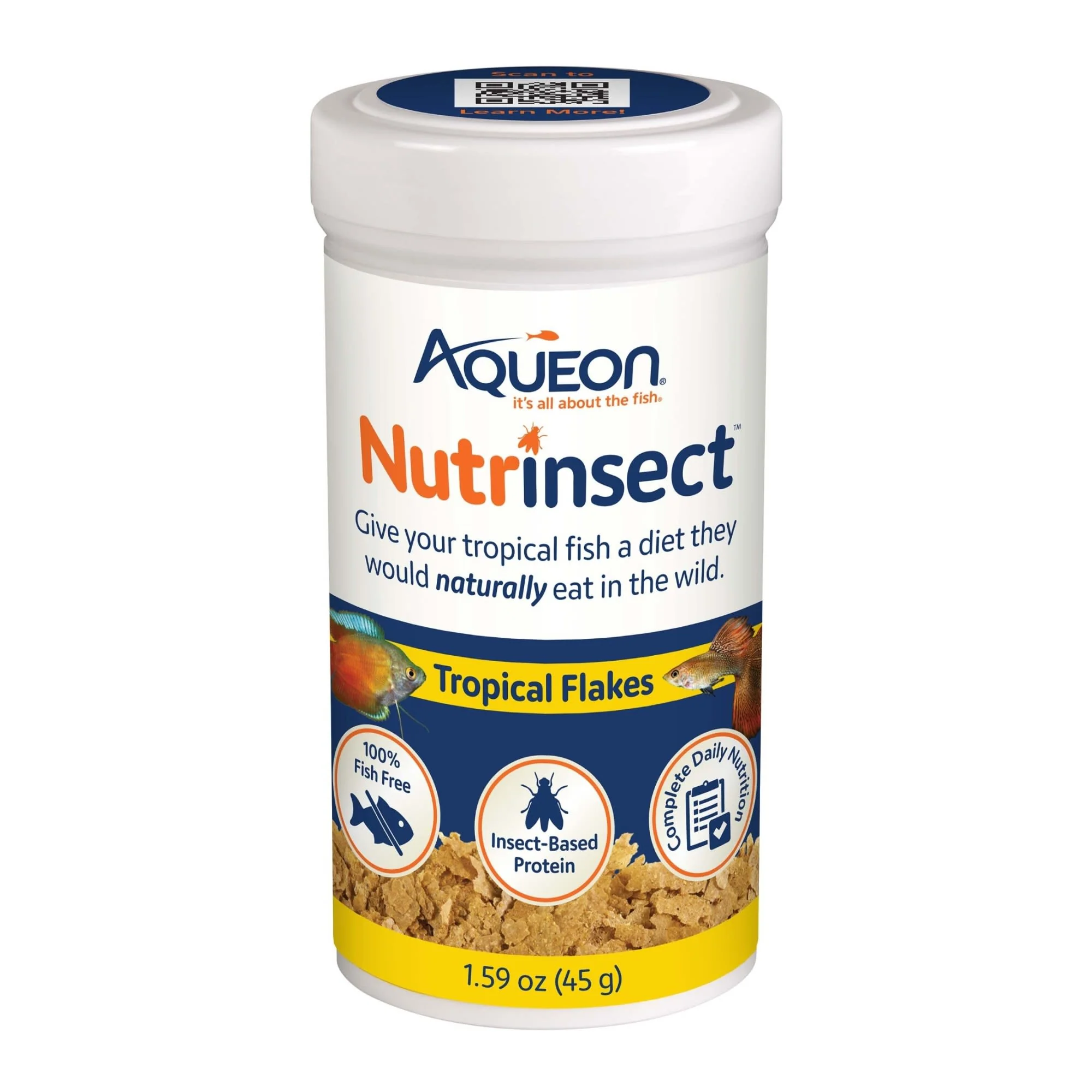 Aqueon Nutrinsect Fish-Free Fish Food Tropical Flakes 1.59 oz - Image 1
