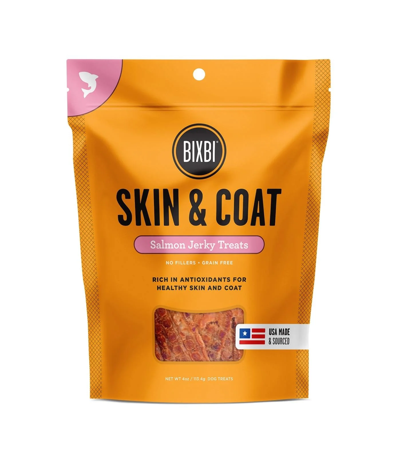 Bixbi Skin and Coat Salmon Jerky Dog Treats 4oz - Image 1