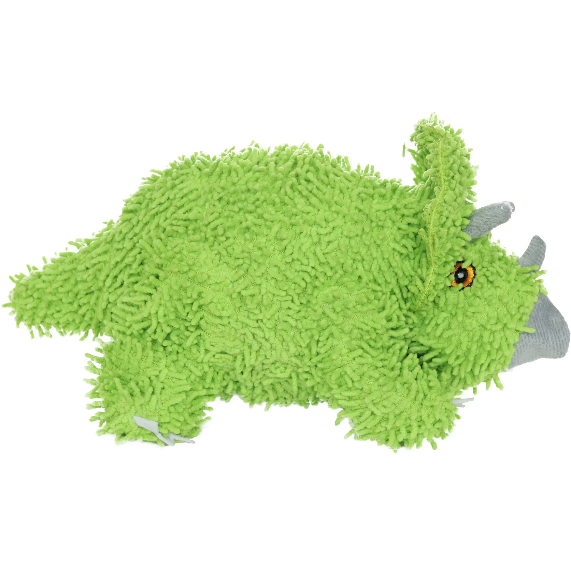 Tuffys Mighty Microfiber Ball Medium Triceratops Green Durable Squeaky Dog Toy - Image 1
