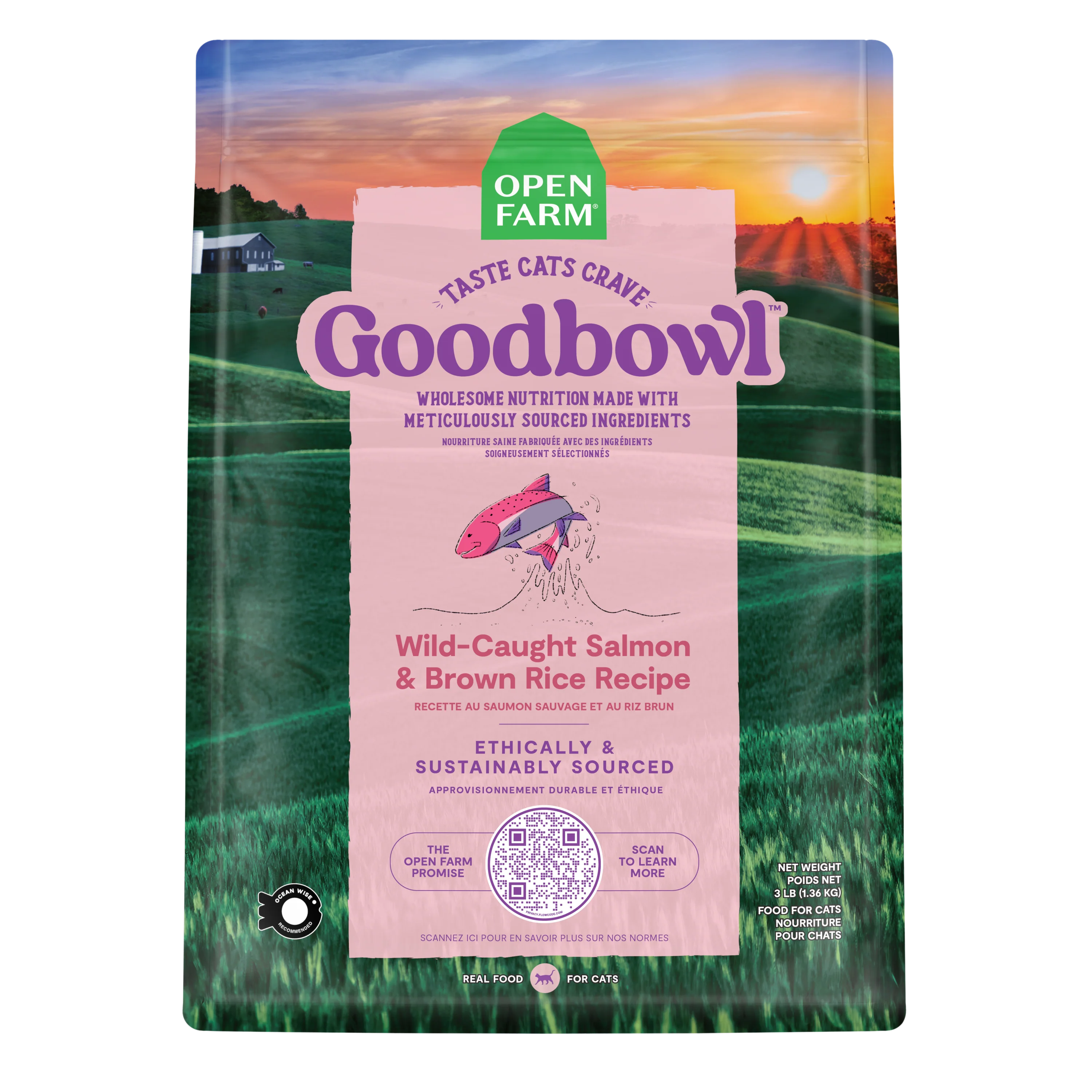 Open Farm Goodbowl Wild-Caught Salmon & Brown Rice Recipe For Cats 7lb Bag