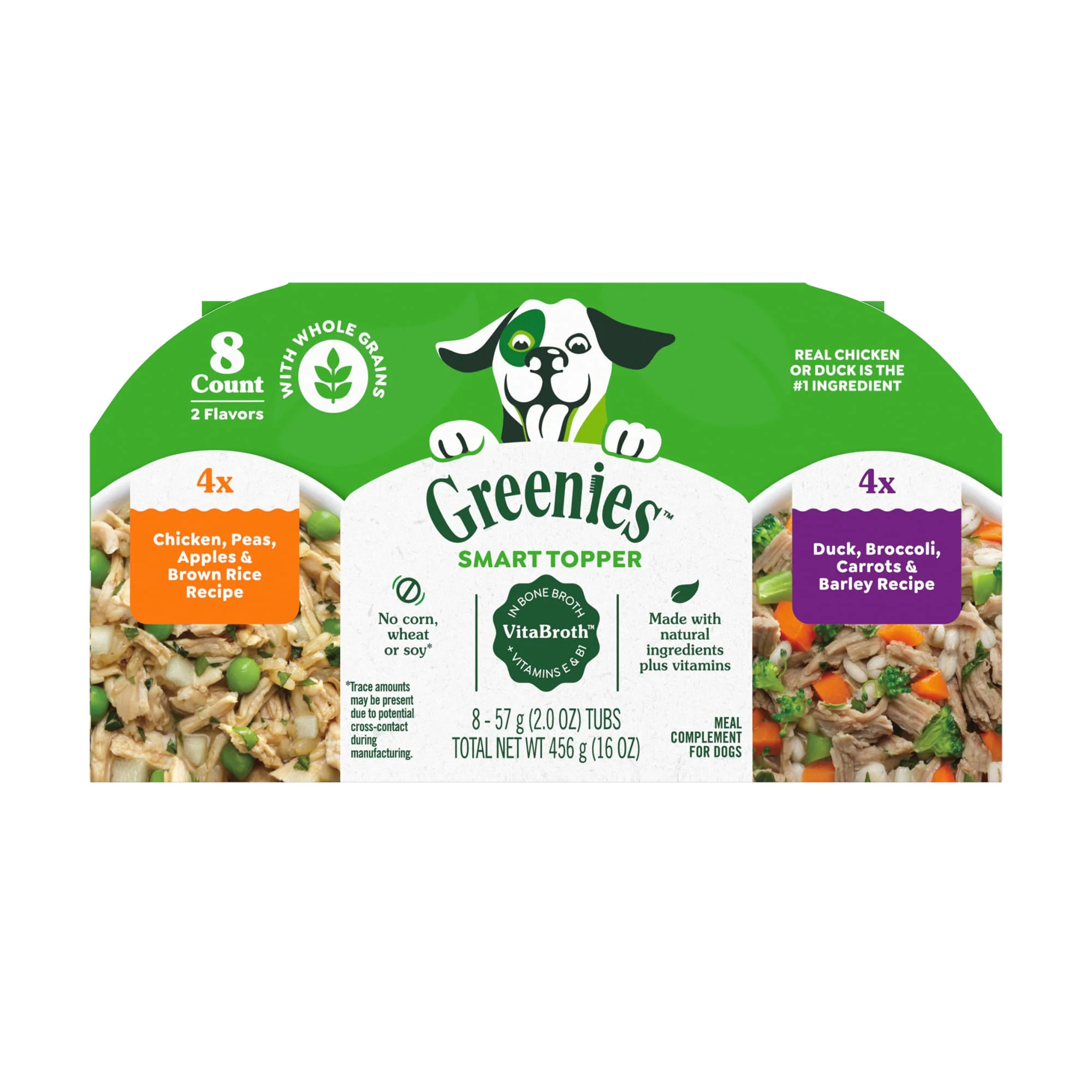 Greenies Smart Topper Wet Mix-In Chicken with Peas & Duck Variety Pack Meal Complement for Dogs 2oz - Image 1