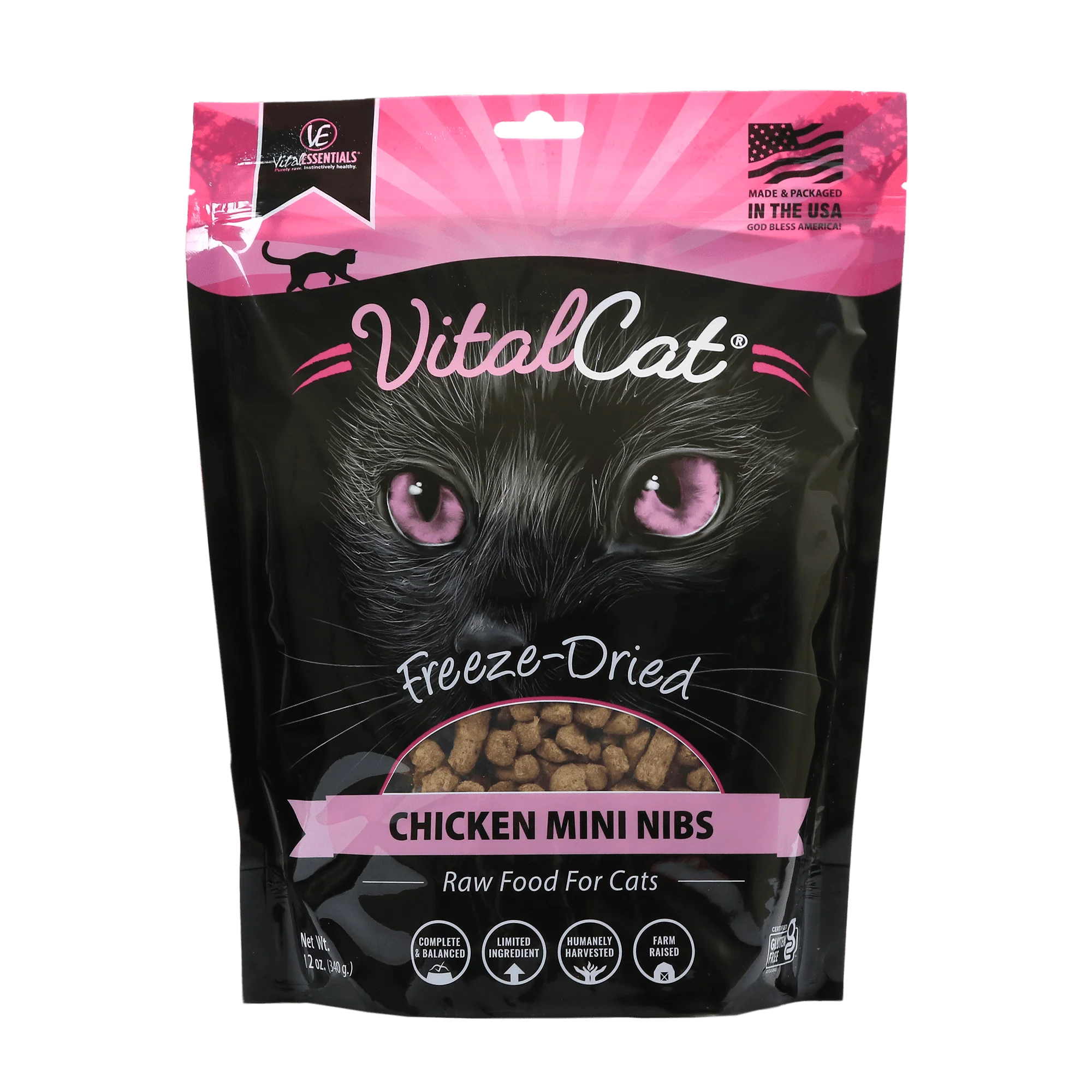 Vital Essentials Freeze Dried Cat Mini Nibs 12oz Chicken - Image 1