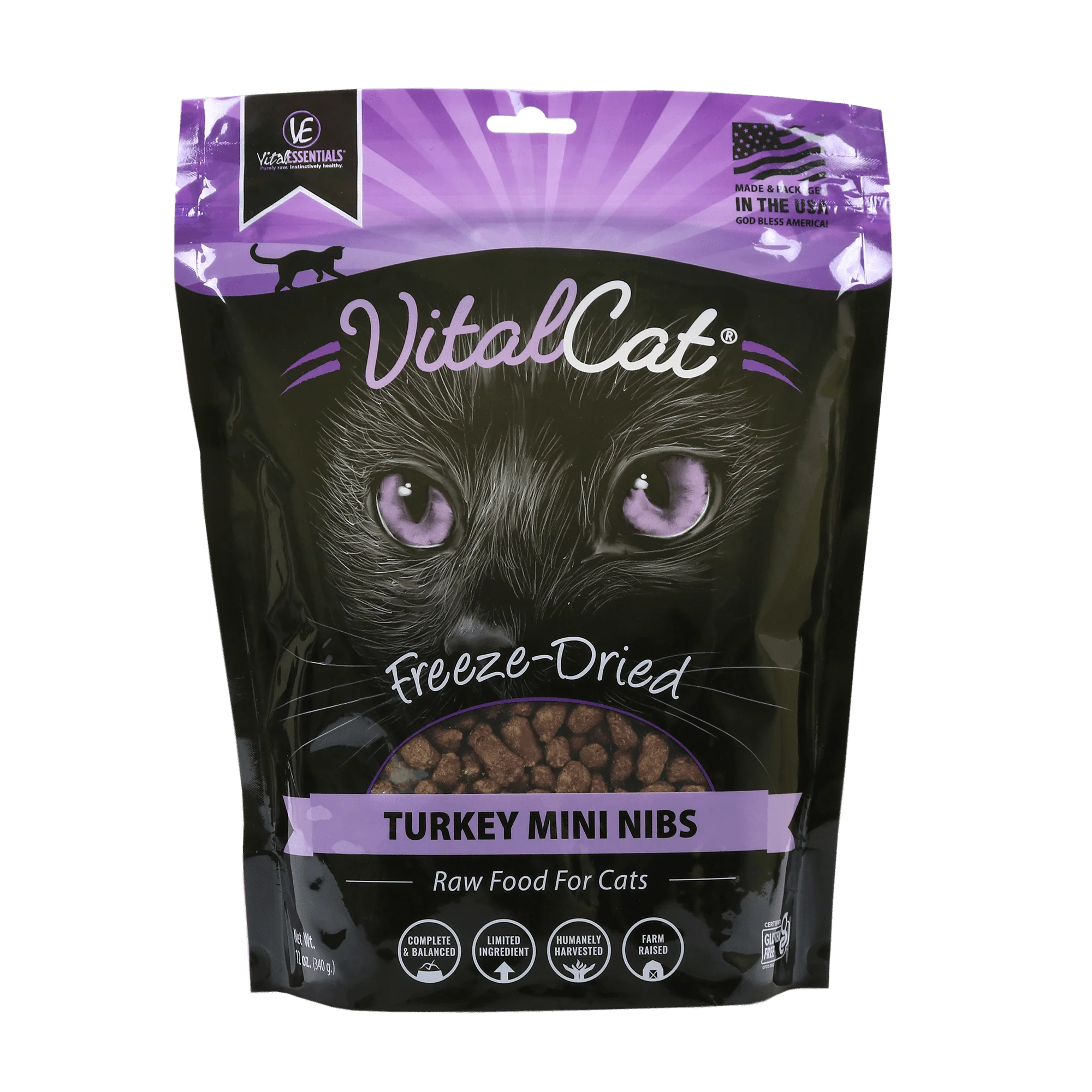 Vital Essentials Freeze Dried Cat Mini Nibs 12oz Turkey - Image 1