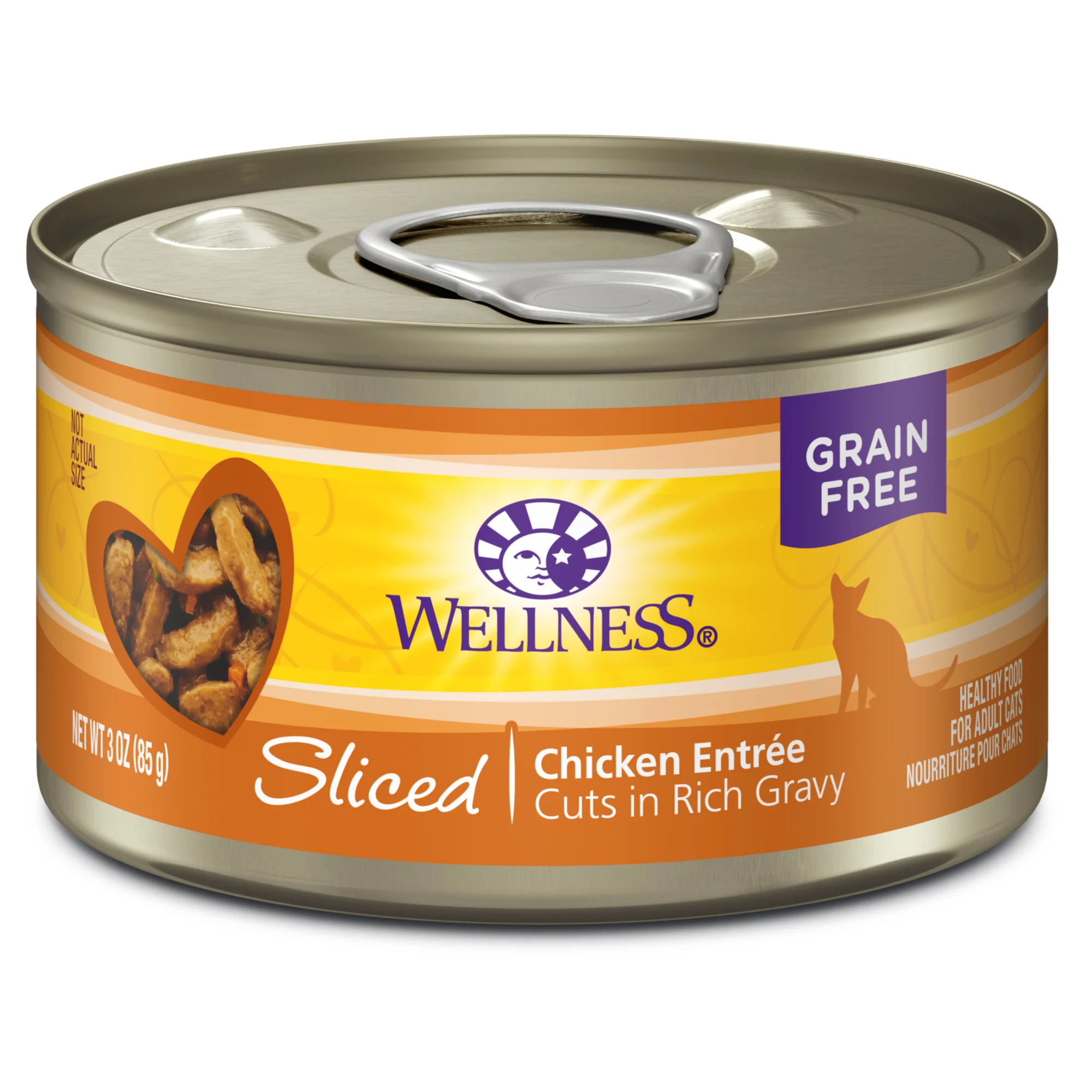 Wellness Complete Health Natural Grain Free Wet Canned Cat Food Sliced Chicken Entree 3oz Can - Image 1