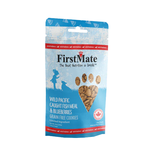 First Mate Cookies for Dogs Grain Free 8oz Mini Fish and Blueberry