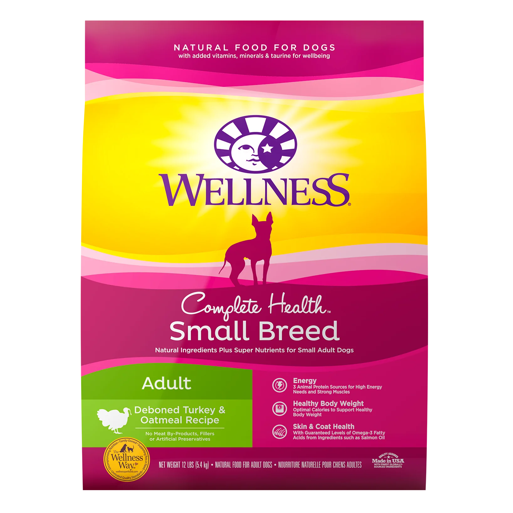 Wellness Complete Health Natural Dry Small Breed Dog Food Turkey & Oatmeal 12lb Bag - Image 1