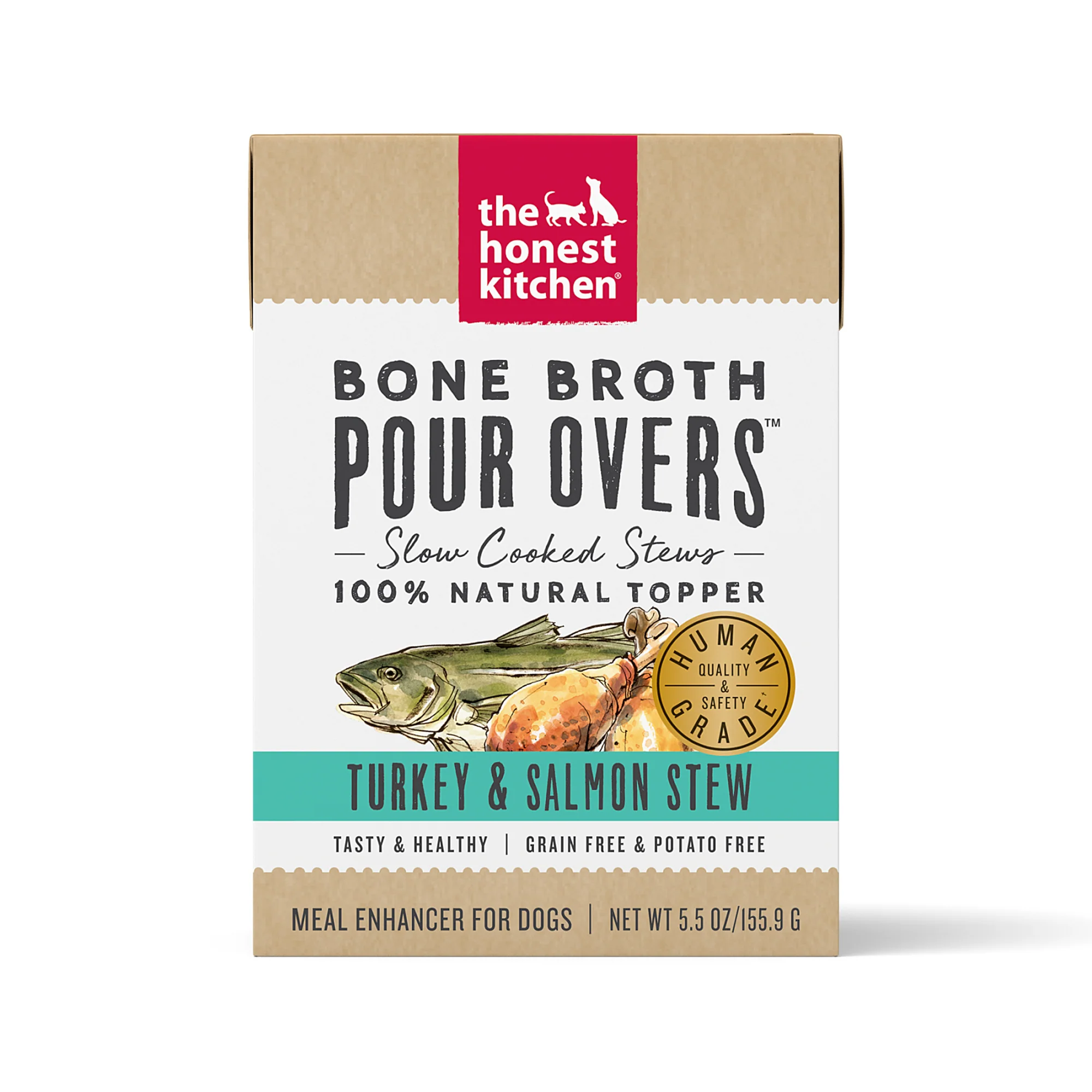 The Honest Kitchen Bone Broth Pour Overs Turkey & Salmon Stew Dog Food Topper 5.5oz - Image 1