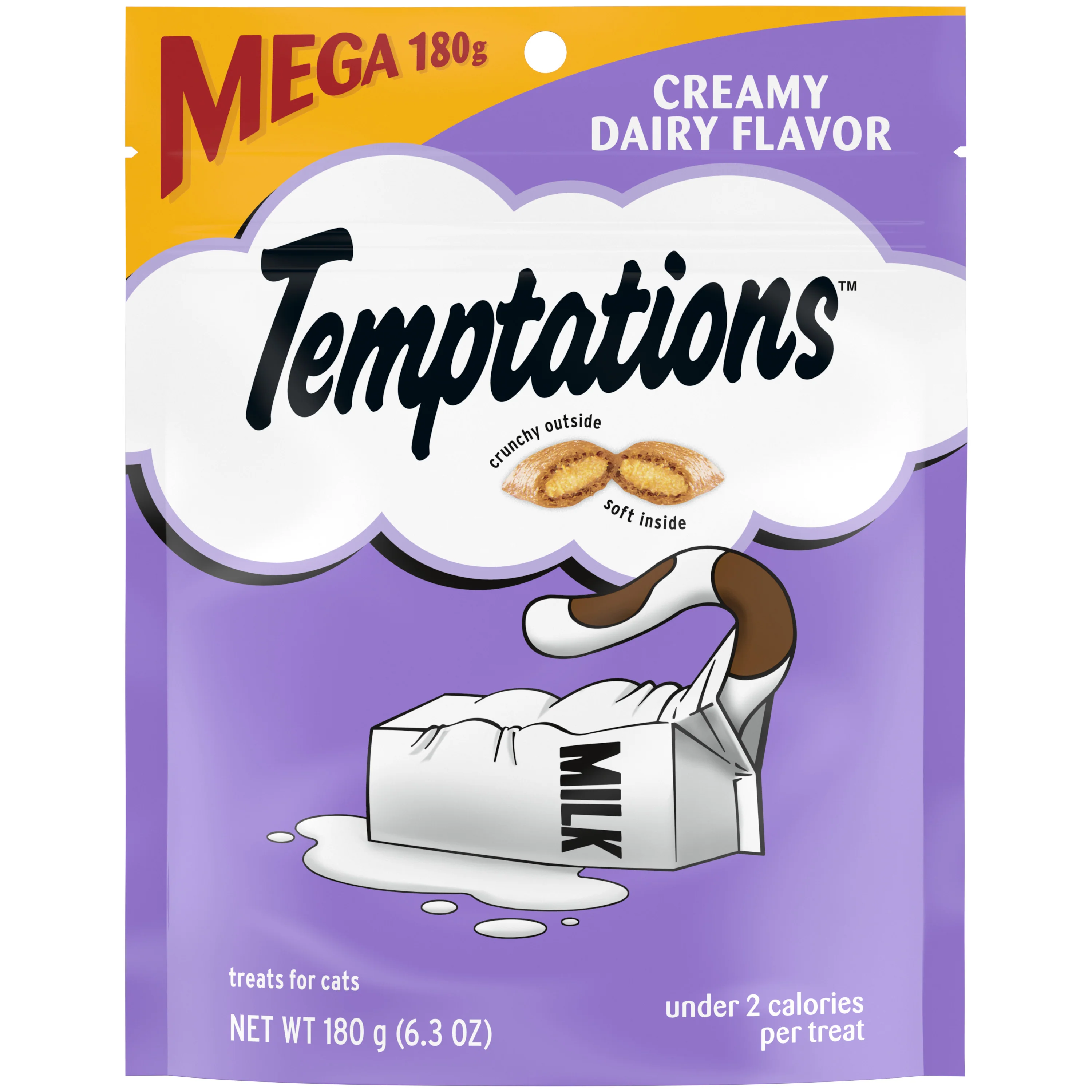 Temptations Classic Crunchy and Soft Cat Treats Creamy Dairy Flavor, 6.3 oz. Pouch - Image 1