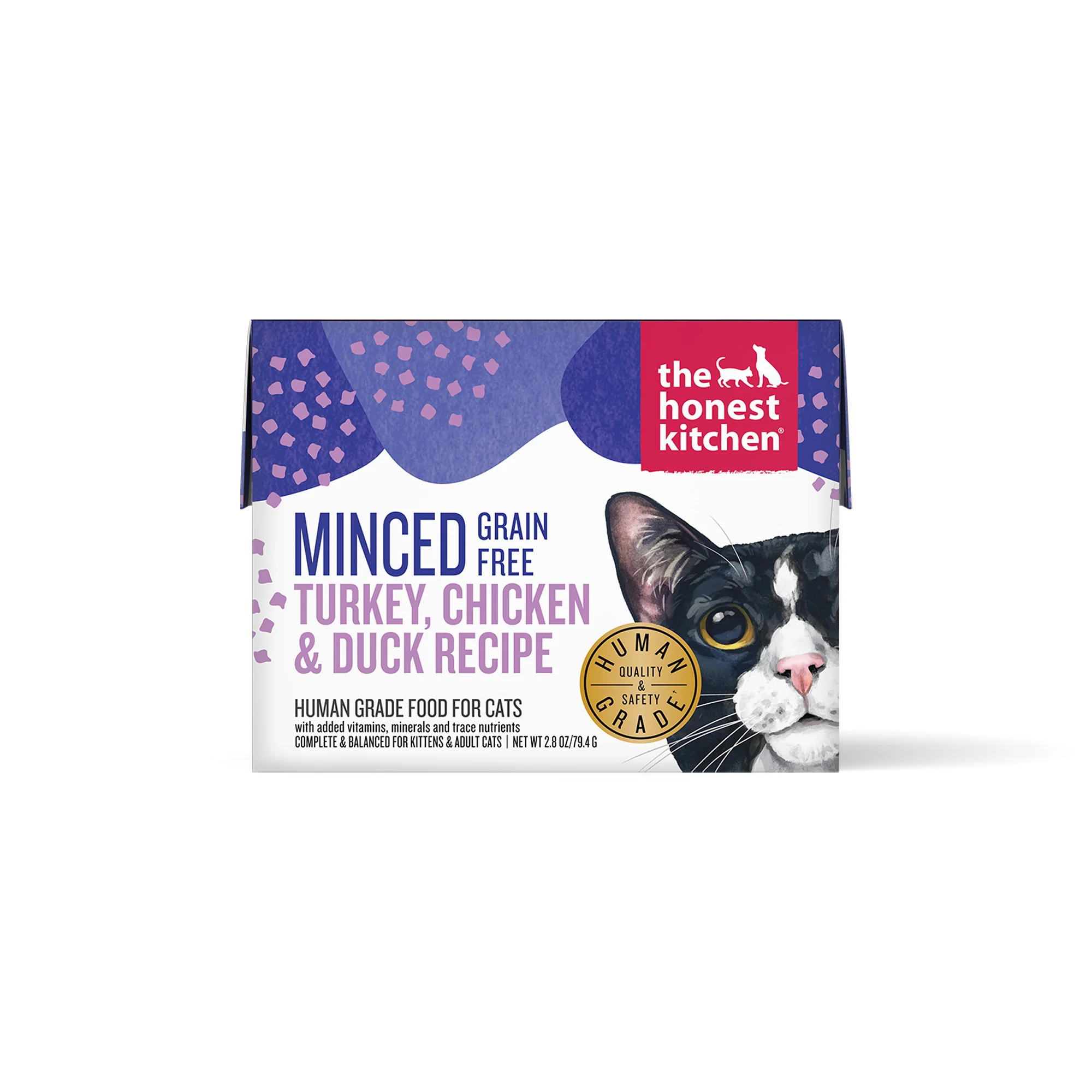 Honest Kitchen Grain Free Minced Turkey, Chicken & Duck in Bone Broth Gravy Wet Cat Food, 2.8 oz - Image 1