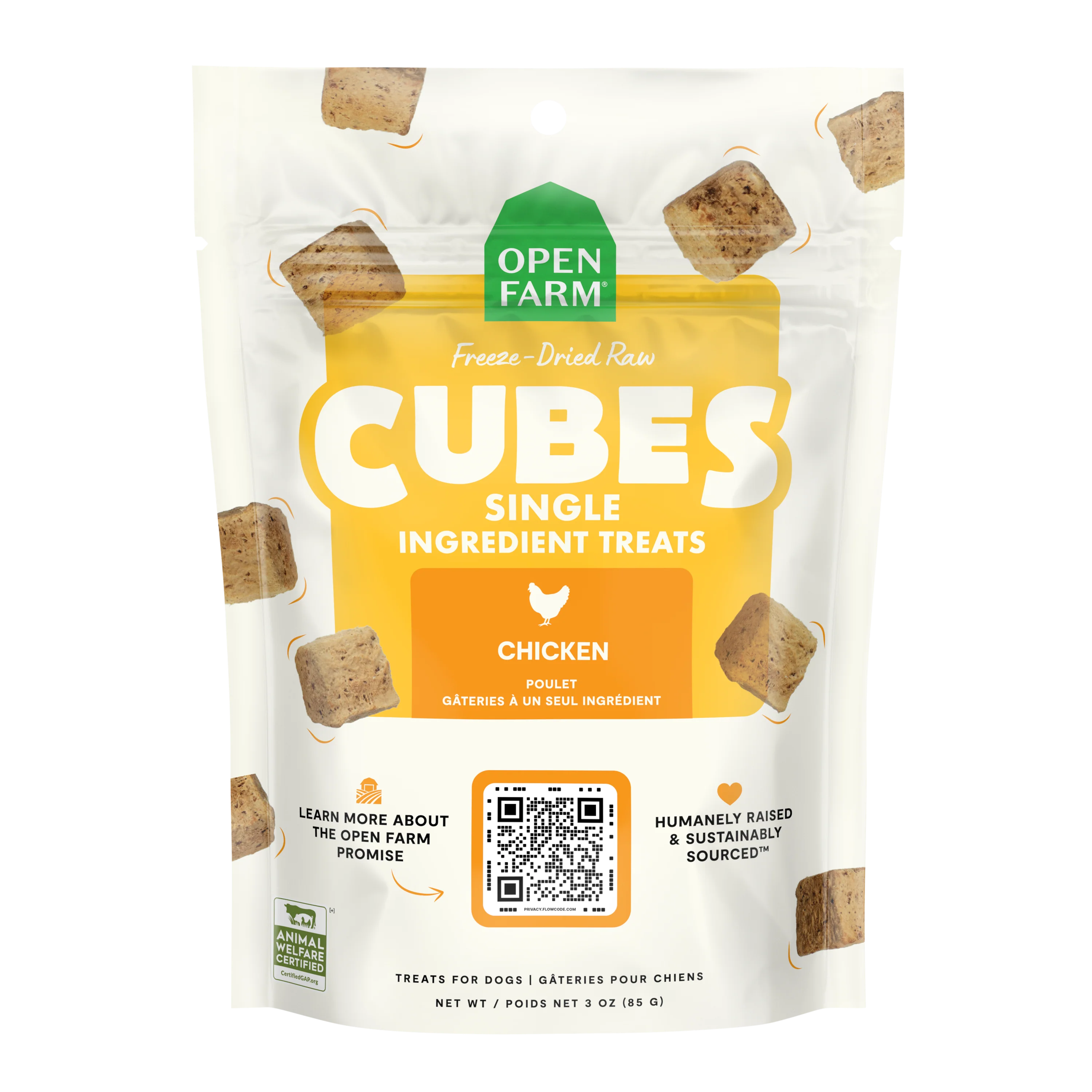 Open Farm Cubes Chicken Single Ingredient Treats For Dogs 3oz Bag
