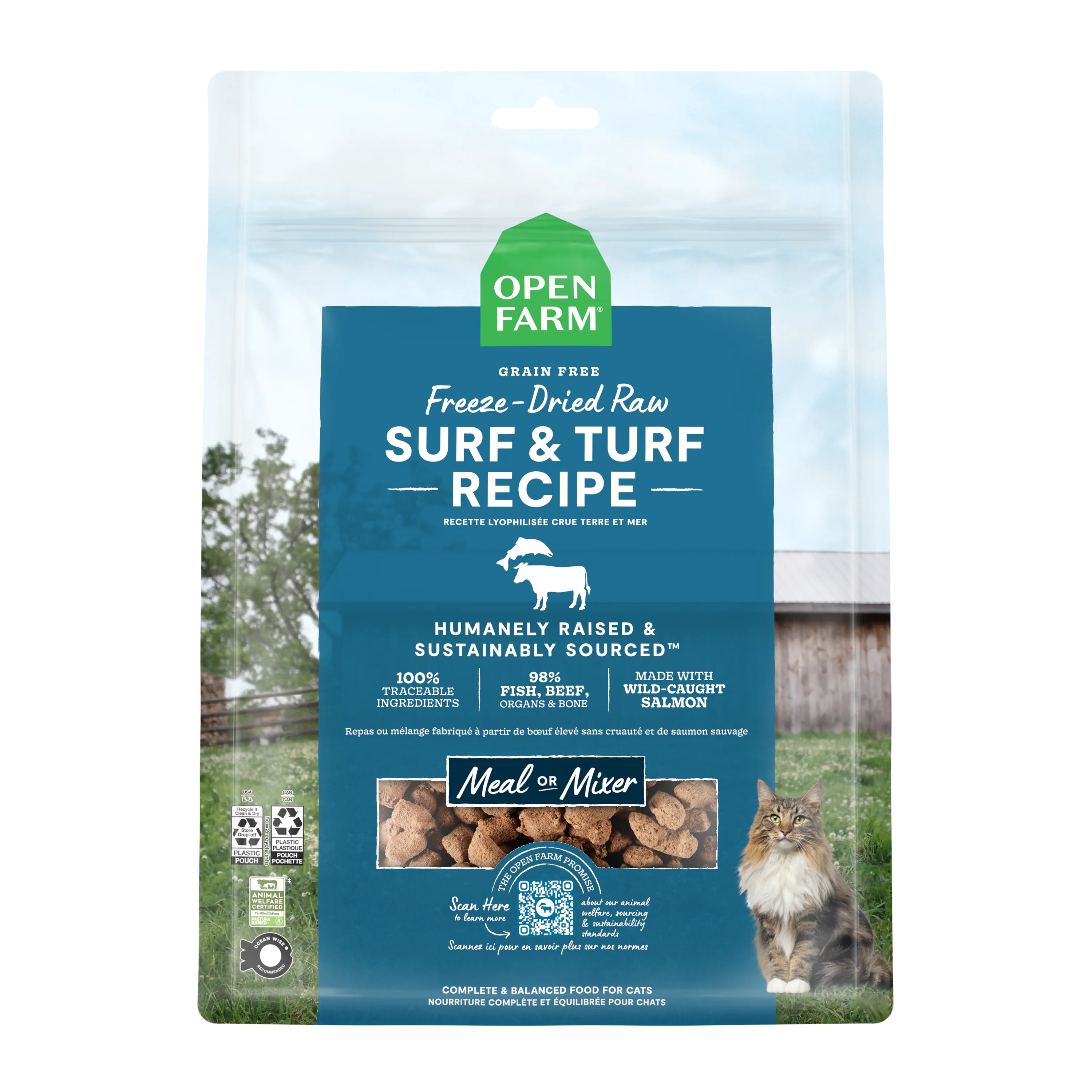 Open Farm Surf & Turf Freeze Dried Raw Morsels For Cats 3.5oz Bag