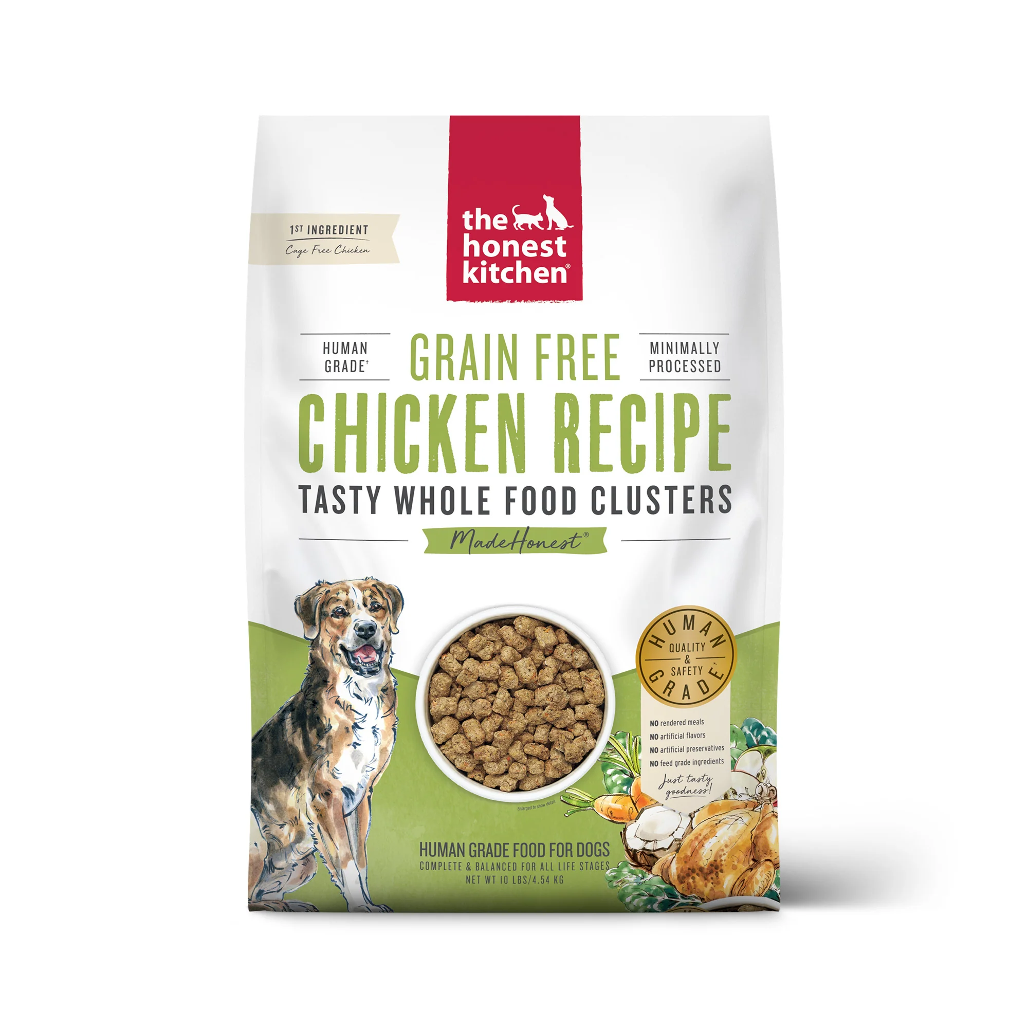 The Honest Kitchen Whole Food Clusters Grain Free Chicken Dry Dog Food, 10 lb Bag - Image 1