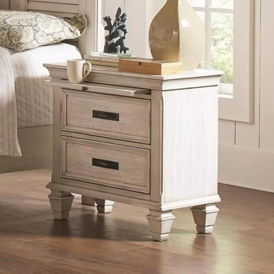 Coaster Furniture Franco 205332 2-Drawer Nightstand - Distressed White - Image 1