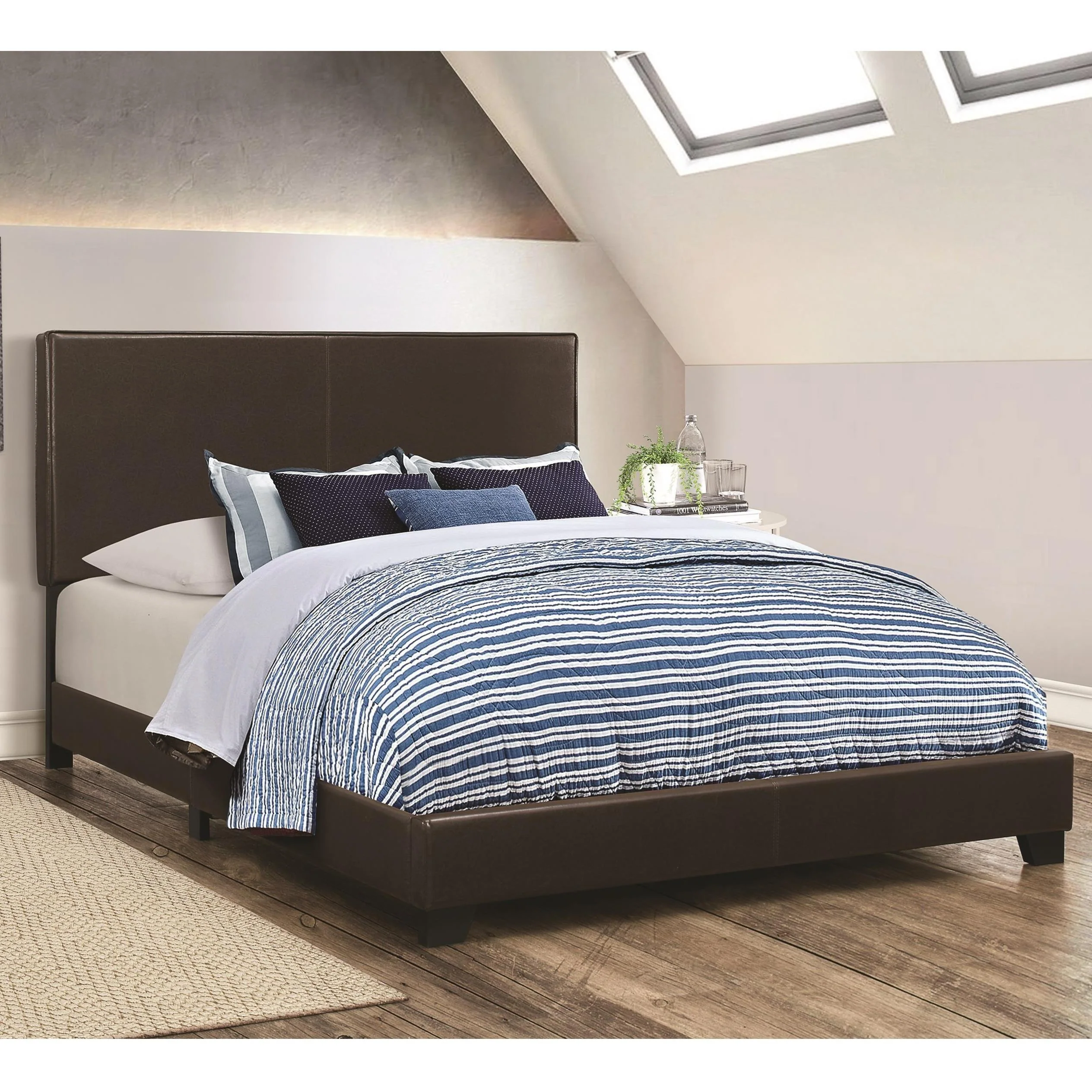 Coaster Furniture Dorian 300762F Faux Leather Upholstered Full Panel Bed - Brown - Image 1