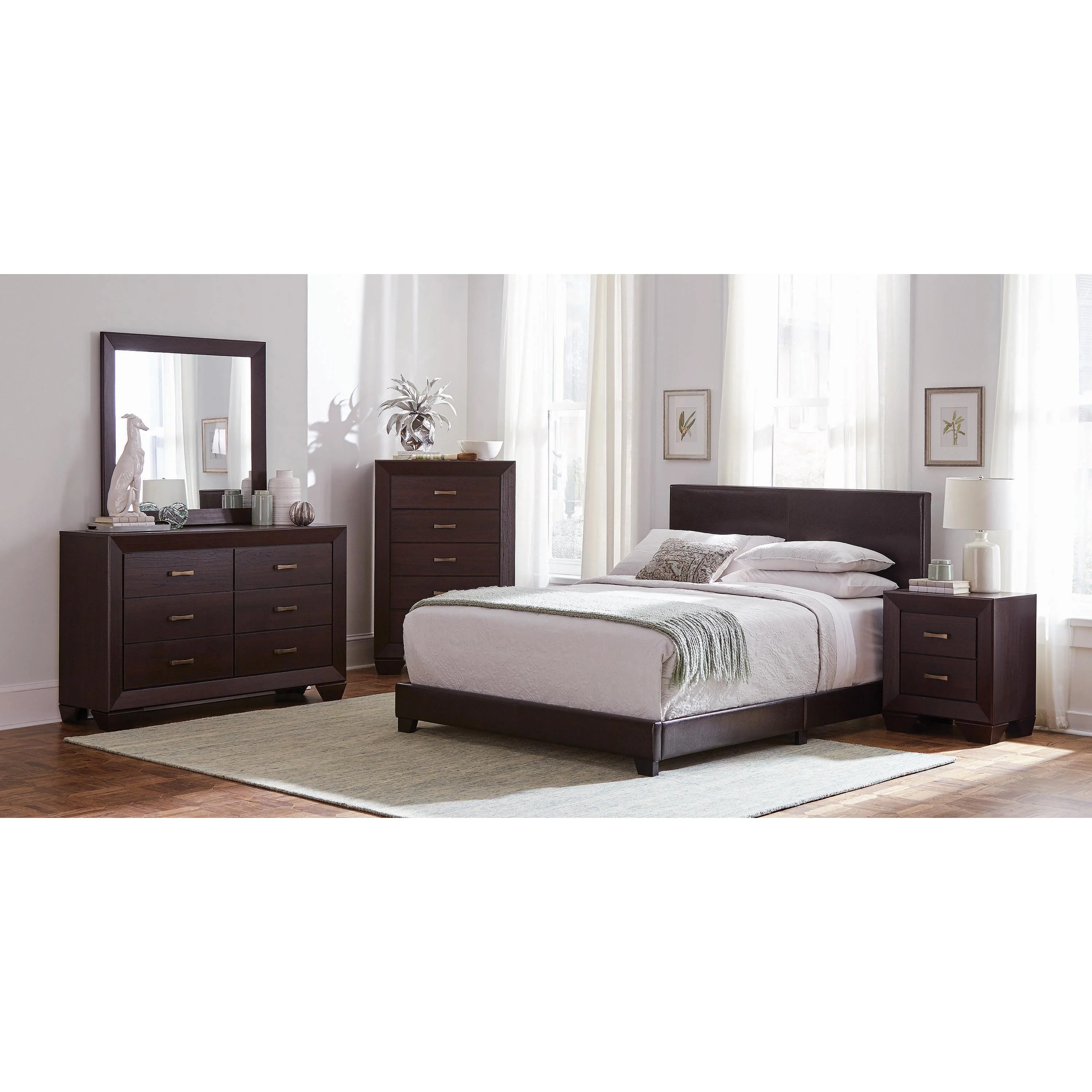 Coaster Furniture Dorian 300762T Faux Leather Upholstered Twin Panel Bed - Brown - Image 3