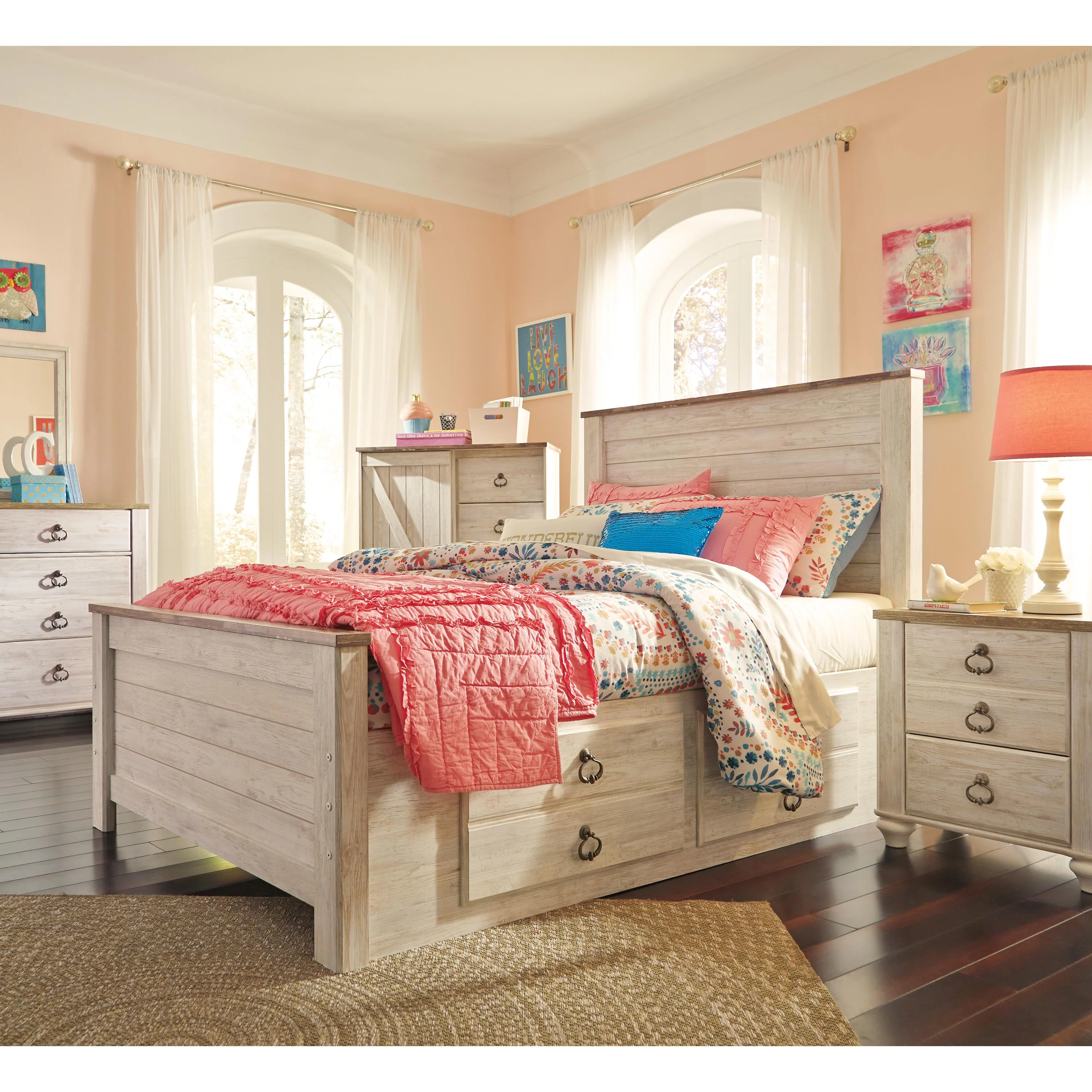 Signature Design by Ashley Willowton B267B22 Full Panel Bed with 2 Storage Drawers - Image 2