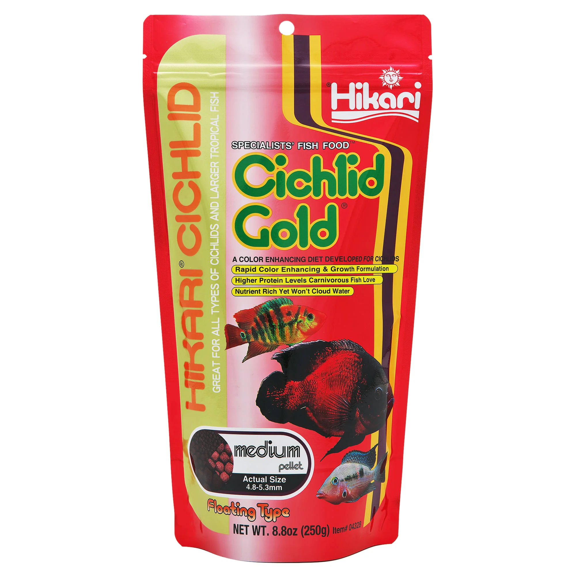 Hikari Cichlid Gold Medium Floating Pellets Freshwater Cichlid Fish Food  8.8 Oz - Image 1