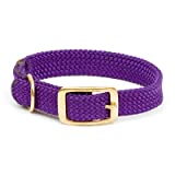 Purple:Adjustable double-braid dog collarWaterproof and durable webbingFeatures all brass hardware buckle and "D" ringMatches Mendota snap leashes perfectlyChoose 1" wide or 9/16" wide for small breed and puppies" - Image 1
