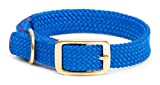 Blue:Adjustable double-braid dog collarWaterproof and durable webbingFeatures all brass hardware buckle and "D" ringMatches Mendota snap leashes perfectlyChoose 1" wide or 9/16" wide for small breed and puppies" - Image 1