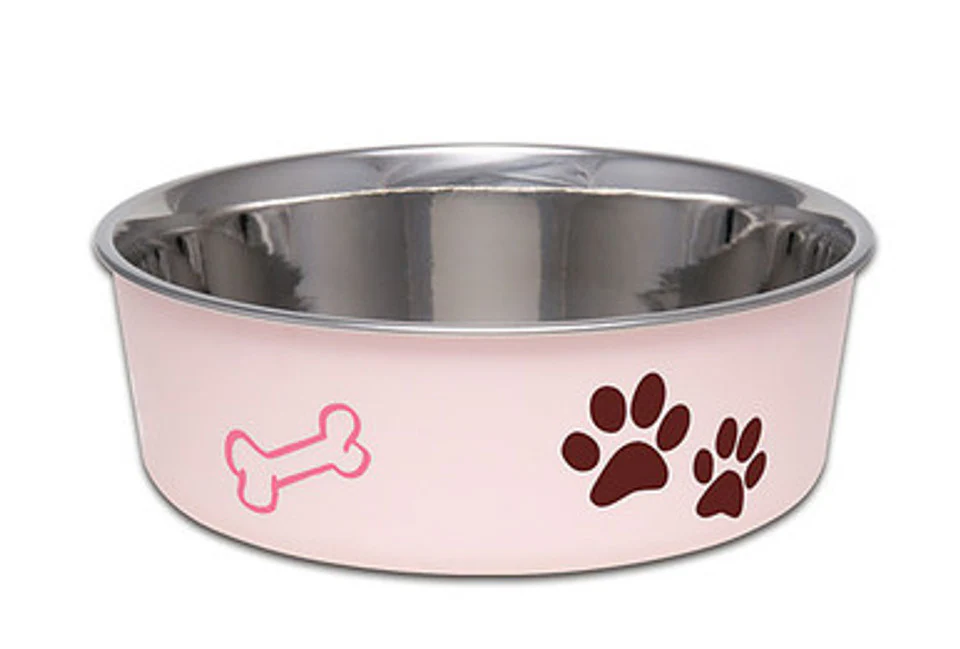 Loving Pets Bella Stainless Steel Dog Bowl Pink Small - Image 1
