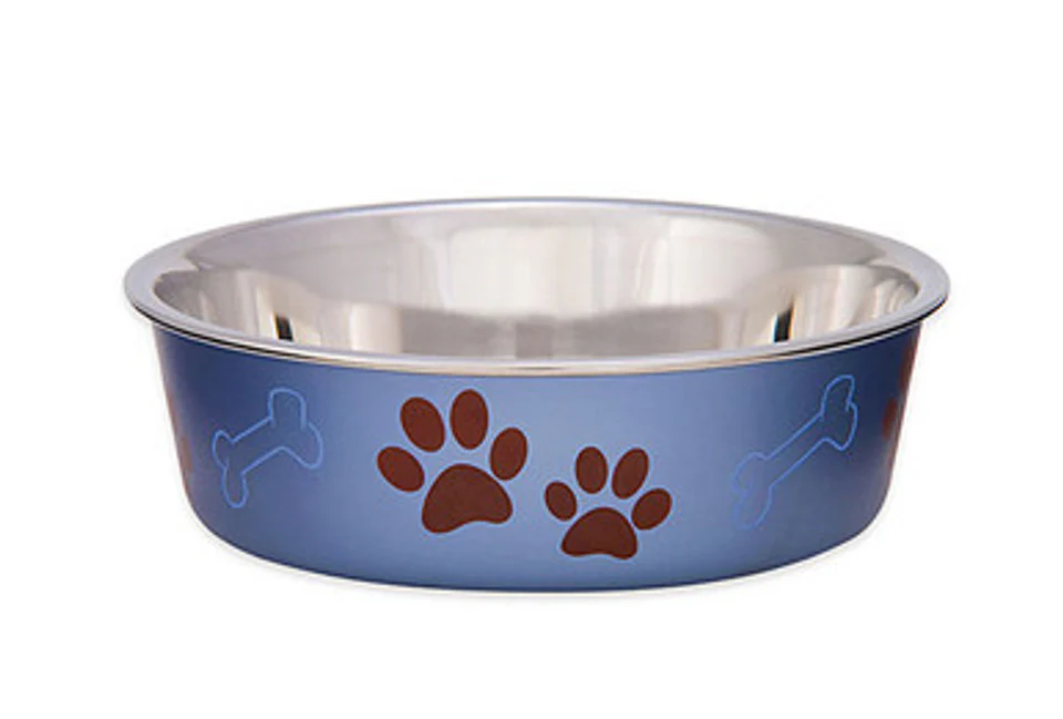 Loving Pets Bella Stainless Steel Dog Bowl Blueberry Large - Image 1