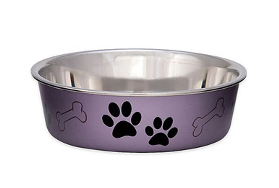 Loving Pets Bella Stainless Steel Dog Bowl Grape Small - Image 1