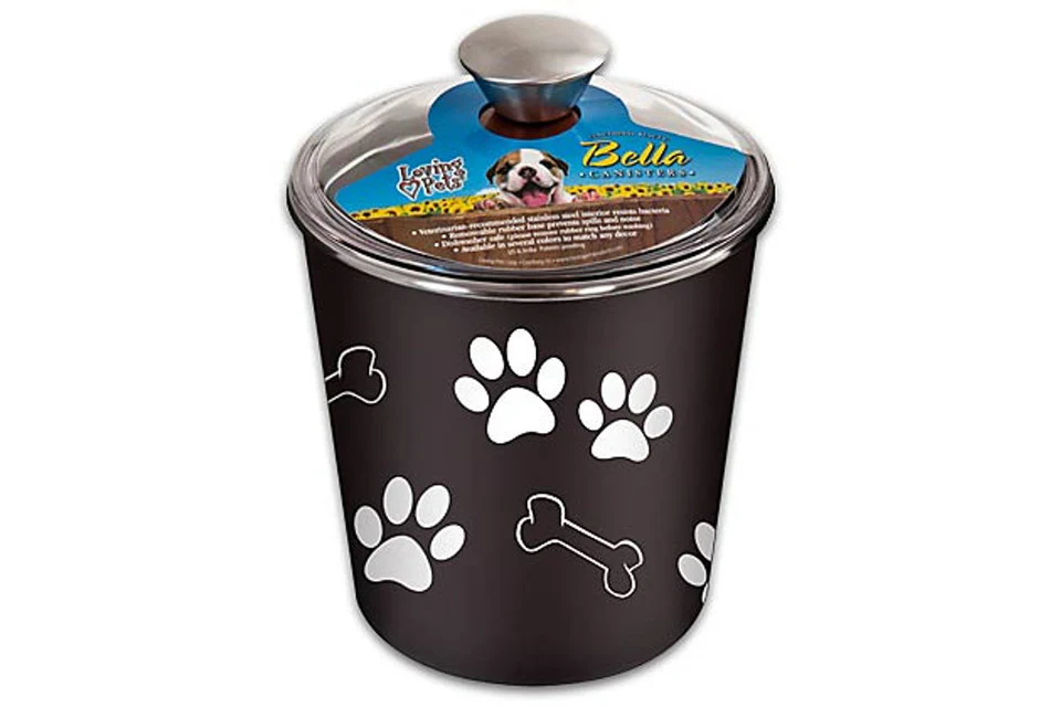 Loving Pets Bella Bowl Dog Treat Canister Espresso - Image 1
