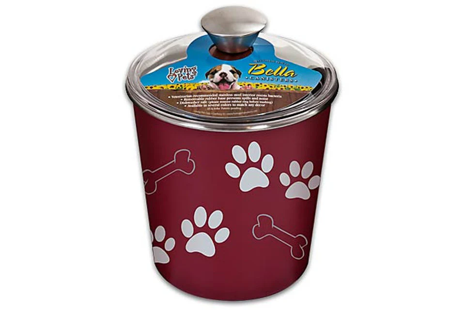 Loving Pets Bella Bowl Dog Treat Canister Merlot - Image 1