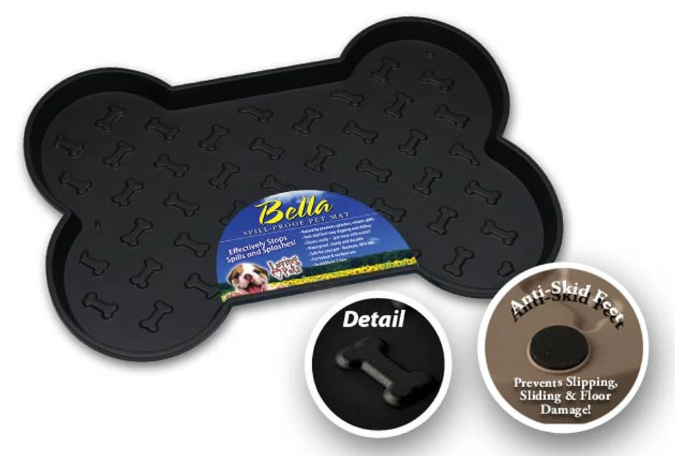 Loving Pets Bella Spill-Proof Dog Mat Black Small - Image 1