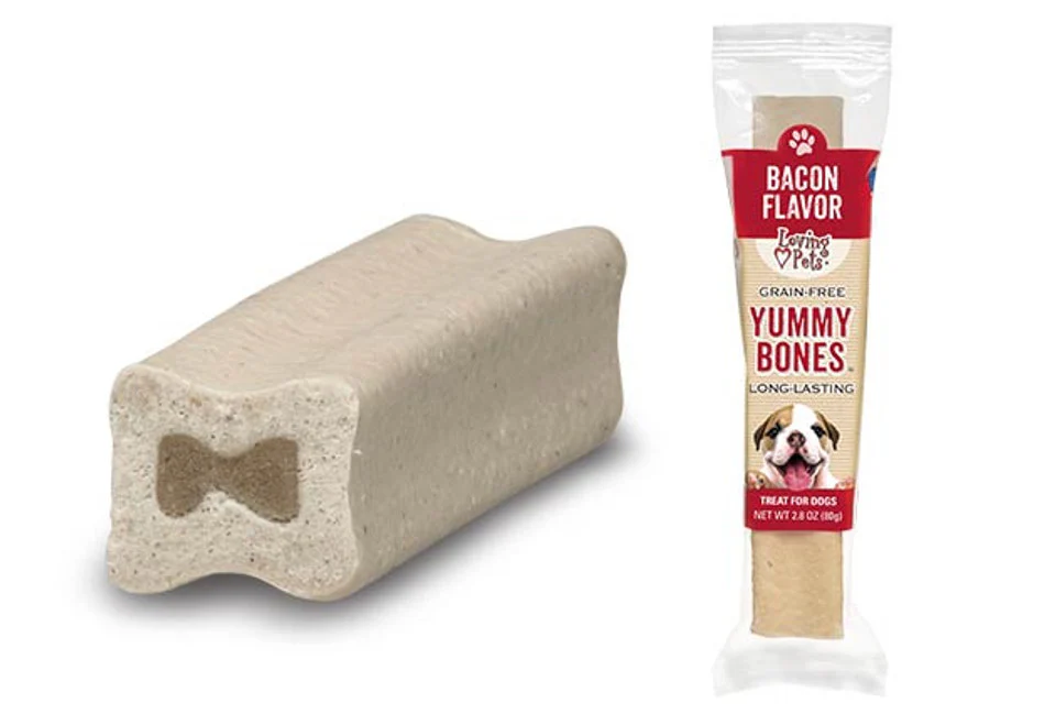 Loving Pets Dog Treat Yummy Bones Singles Bacon - Image 1