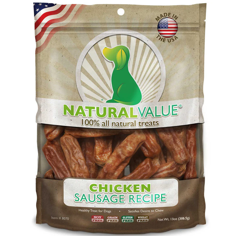 Loving Pets Natural Value Soft Chew Dog Treats 13oz Chicken Sausages - Image 1