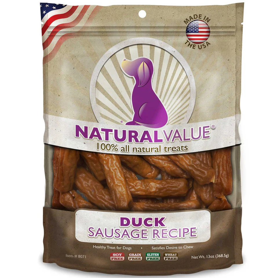 Loving Pets Natural Value Soft Chew Dog Treats 13oz Duck Sausages - Image 1