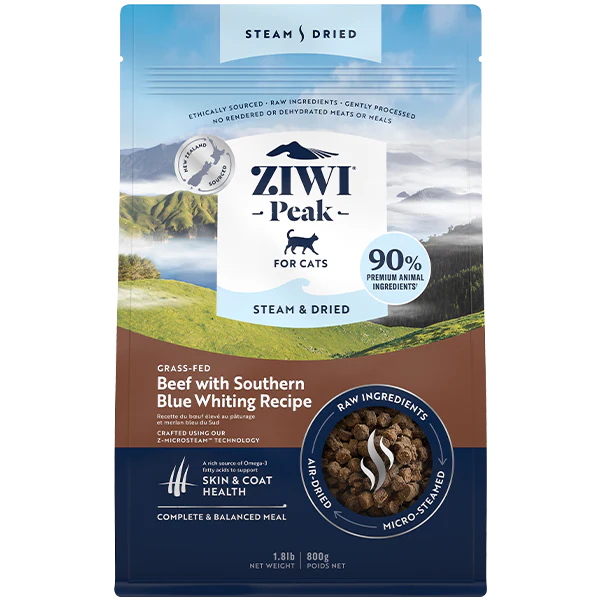 ZIWI Peak Cat Steam-Dried Beef w/S Blue Whiting 1.8lb - Image 1
