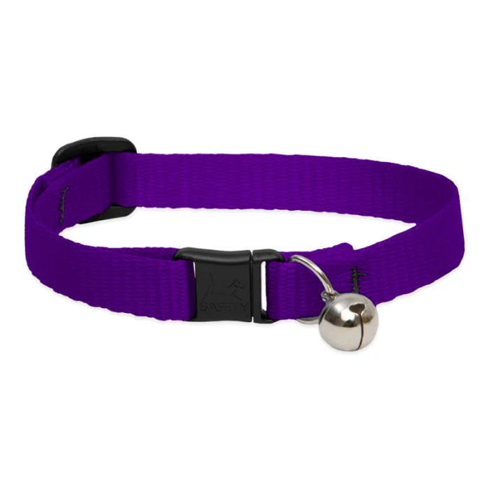 Lupine Pet Cat 1/2 In Wide 8-12 In Breakaway Safety Collar With Bell Basics Purple - Image 1