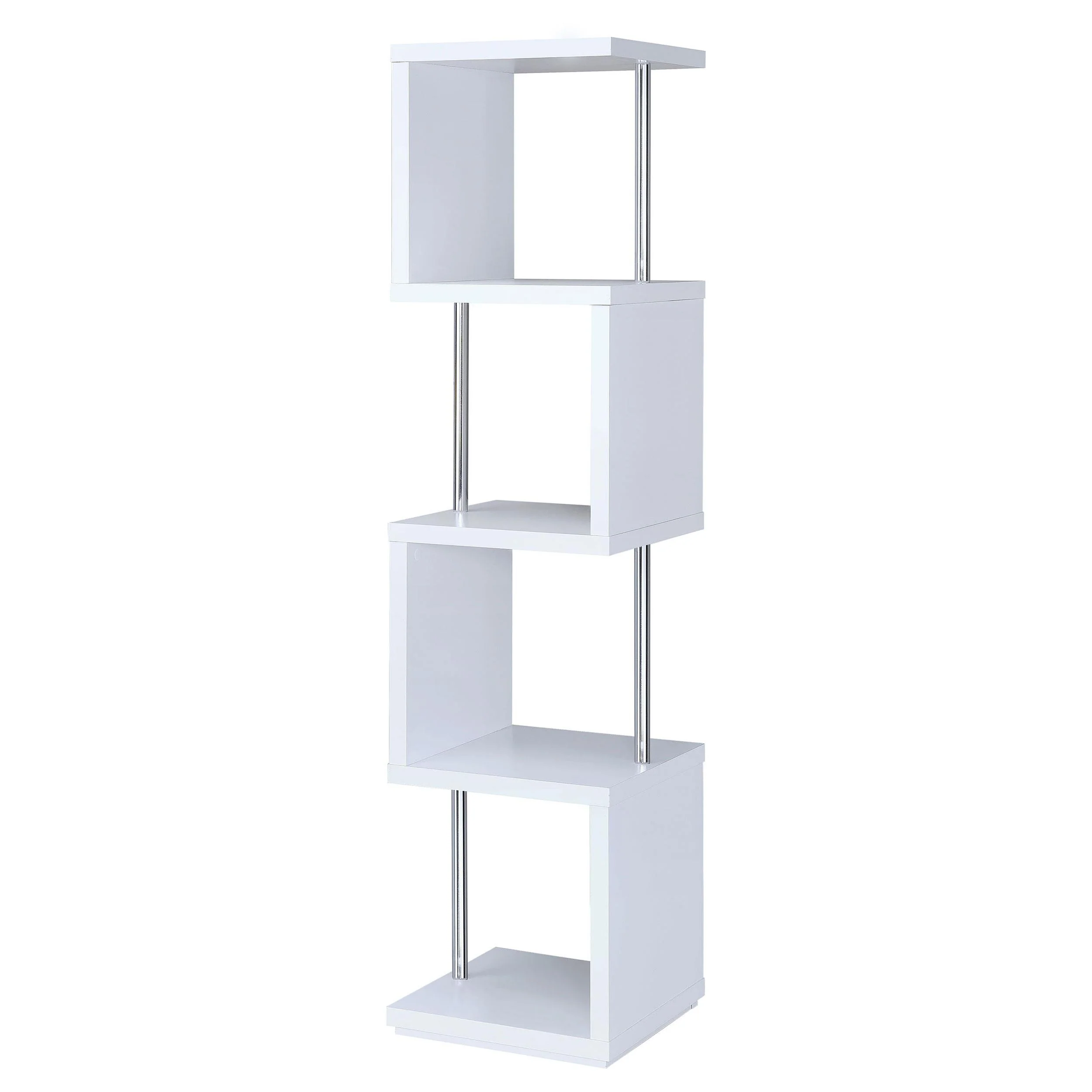 Coaster Furniture Baxter 801418 67-inch 4-shelf Bookshelf - White and Chrome - Image 1