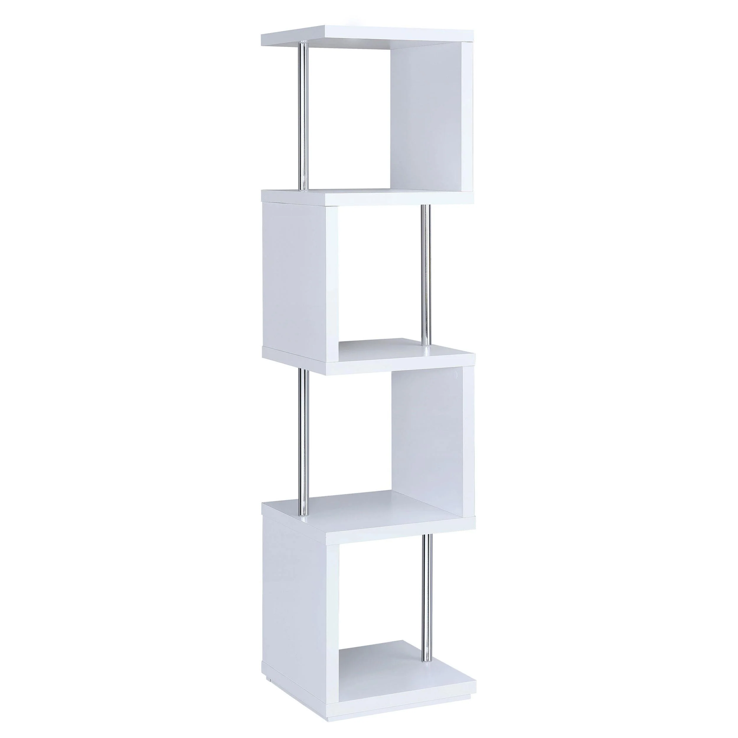 Coaster Furniture Baxter 801418 67-inch 4-shelf Bookshelf - White and Chrome - Image 3