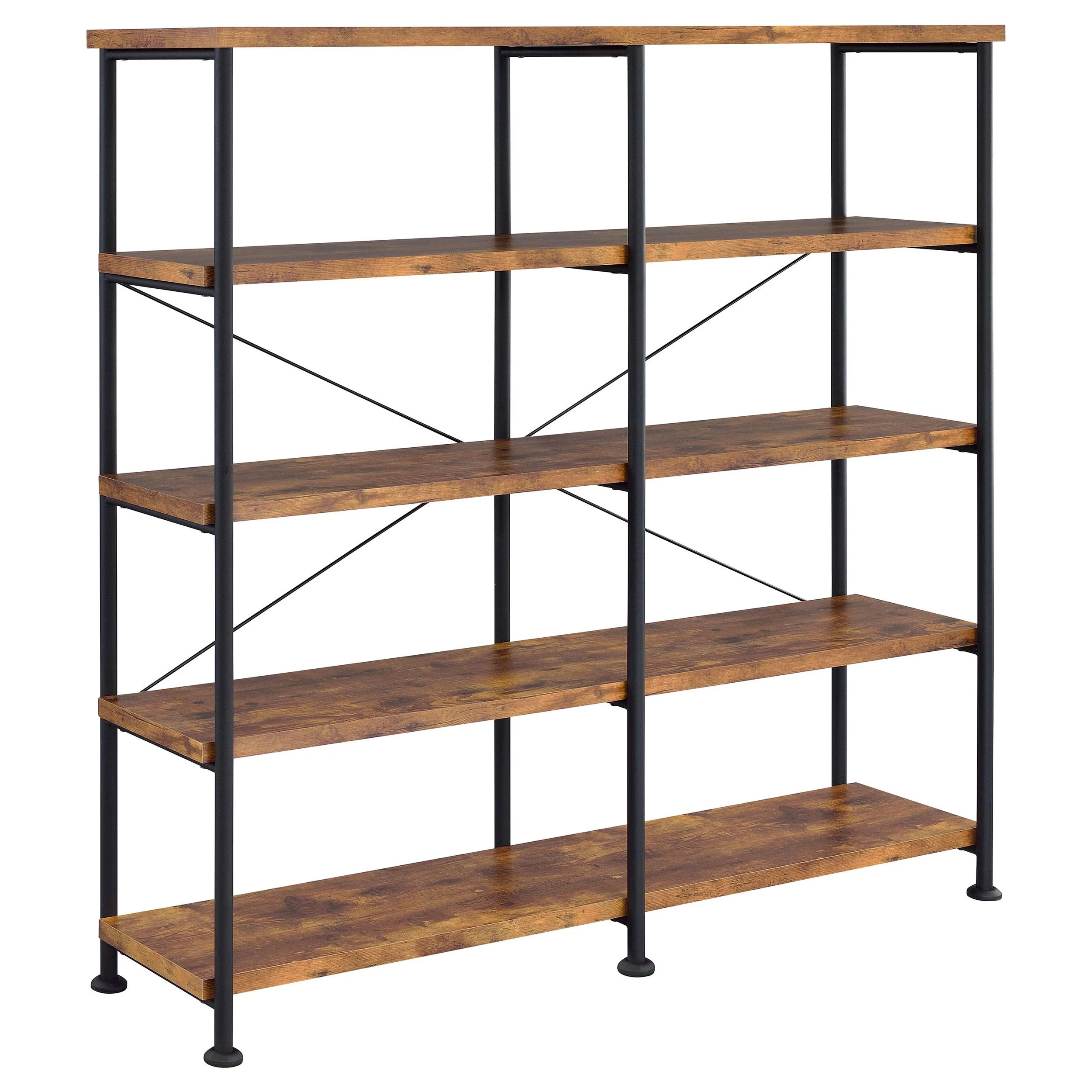 Coaster Furniture Analiese 801543 63-inch 4-shelf Double Bookshelf - Rustic Nutmeg - Image 1