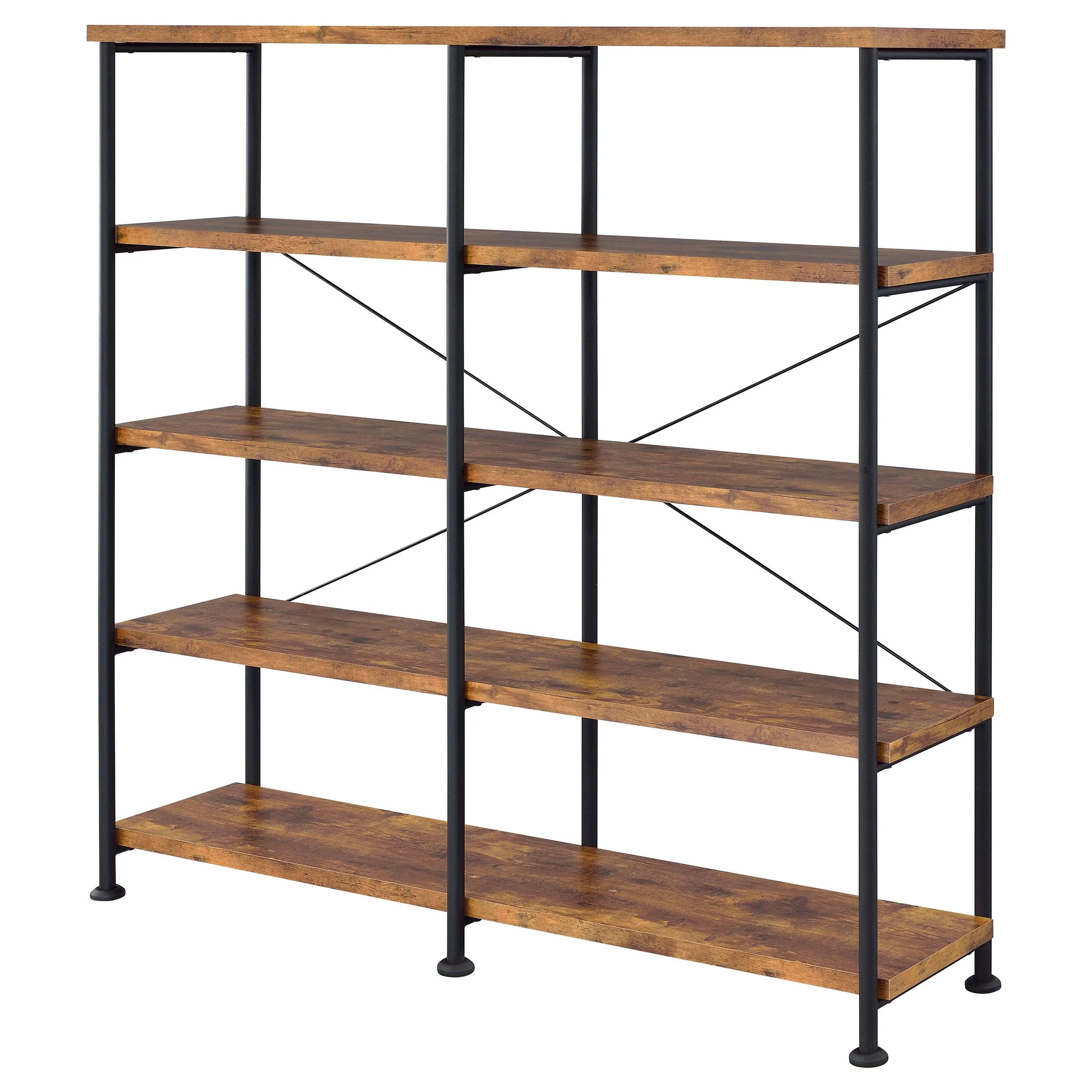 Coaster Furniture Analiese 801543 63-inch 4-shelf Double Bookshelf - Rustic Nutmeg - Image 3