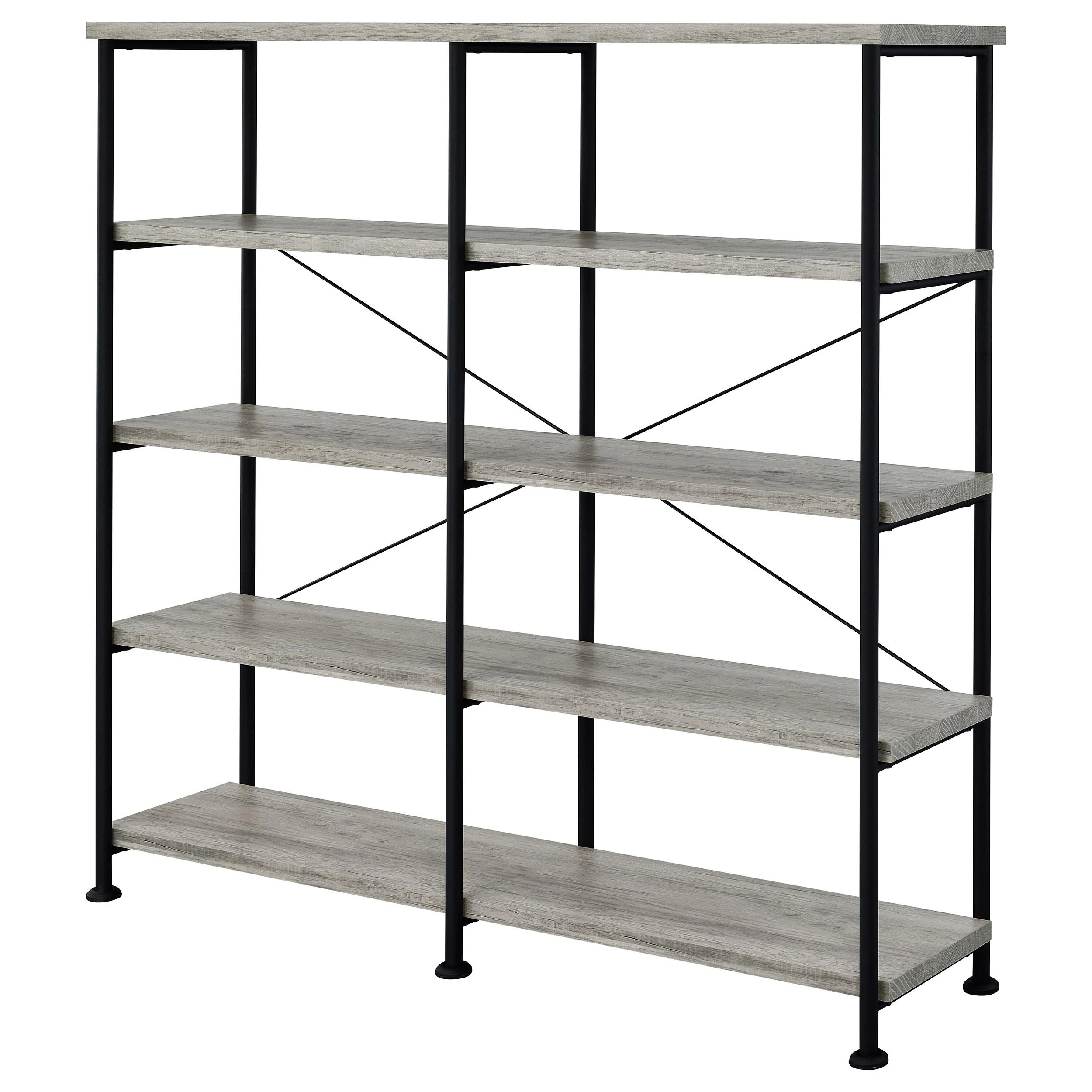 Coaster Furniture Analiese 801544 63-inch 4-shelf Double Bookshelf - Grey Driftwood - Image 3