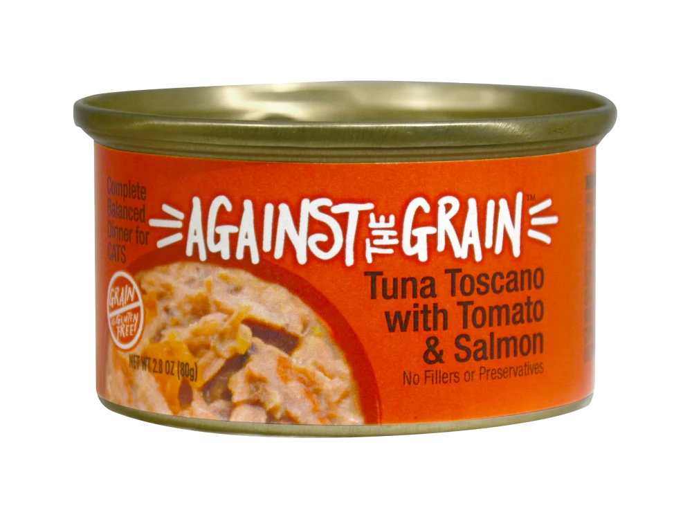 Against the Grain Tuna Toscano With Salmon & Tomato Dinner For Cats 24-2.8 oz cans - Image 1