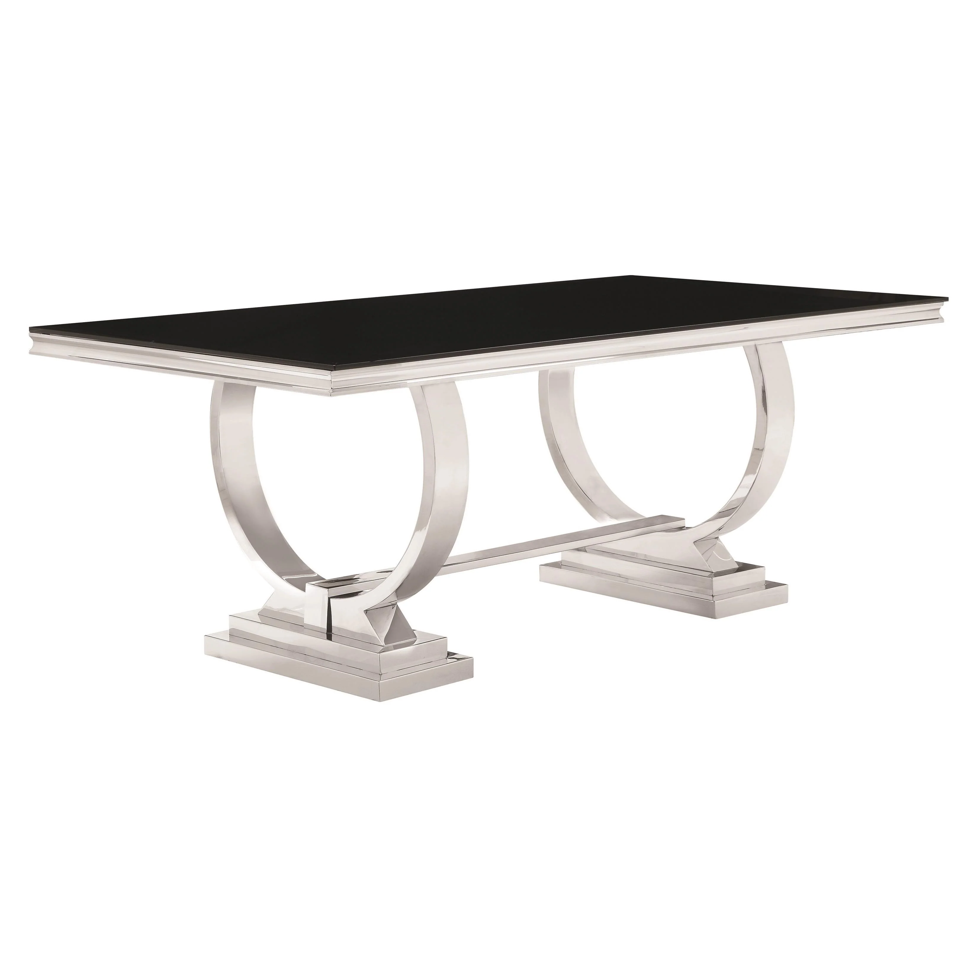 Coaster Furniture Antoine 107871 Rectangular 95-inch Glass Top Dining Table – Black