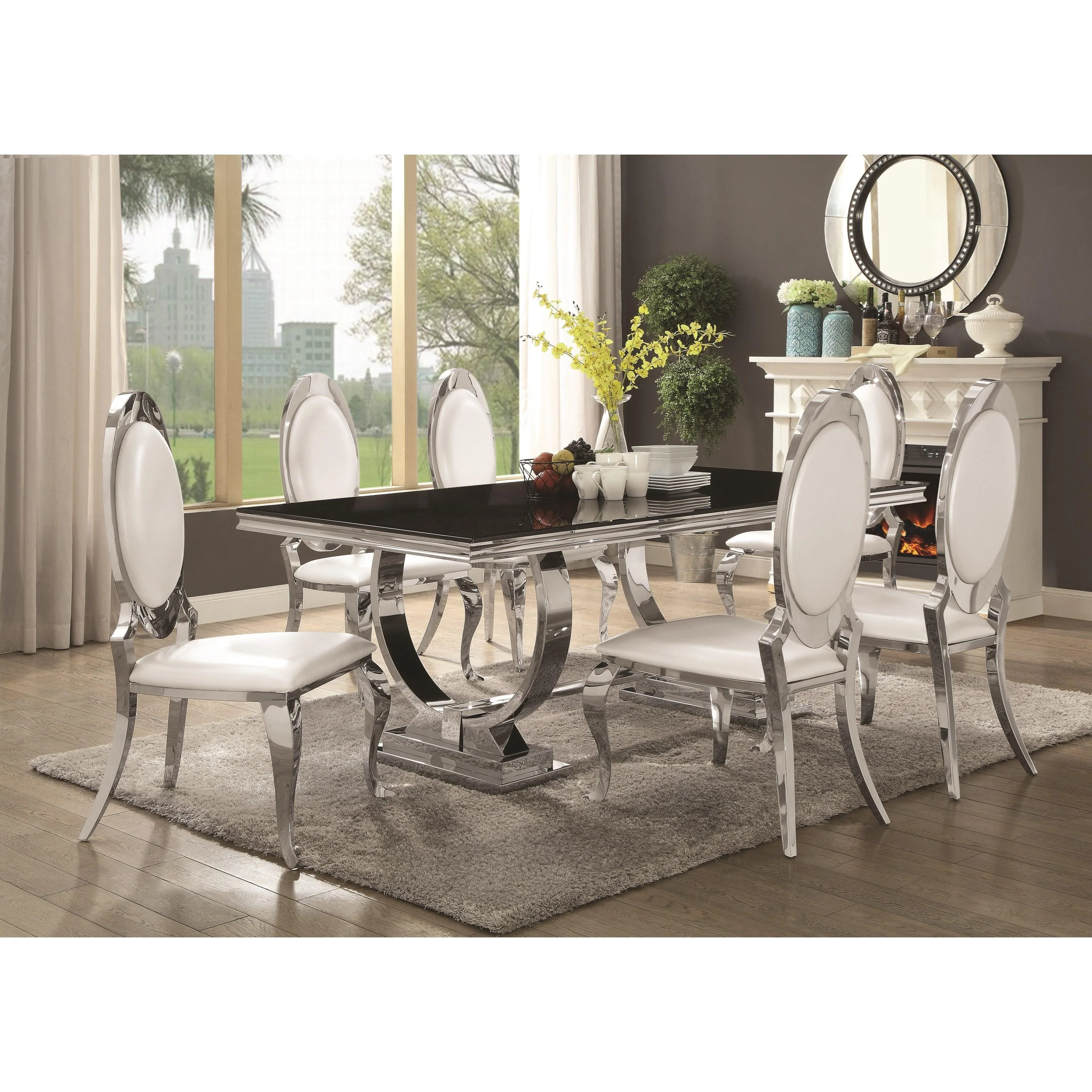 Coaster Furniture Antoine 107871 Rectangular 95-inch Glass Top Dining Table - Black - Image 2
