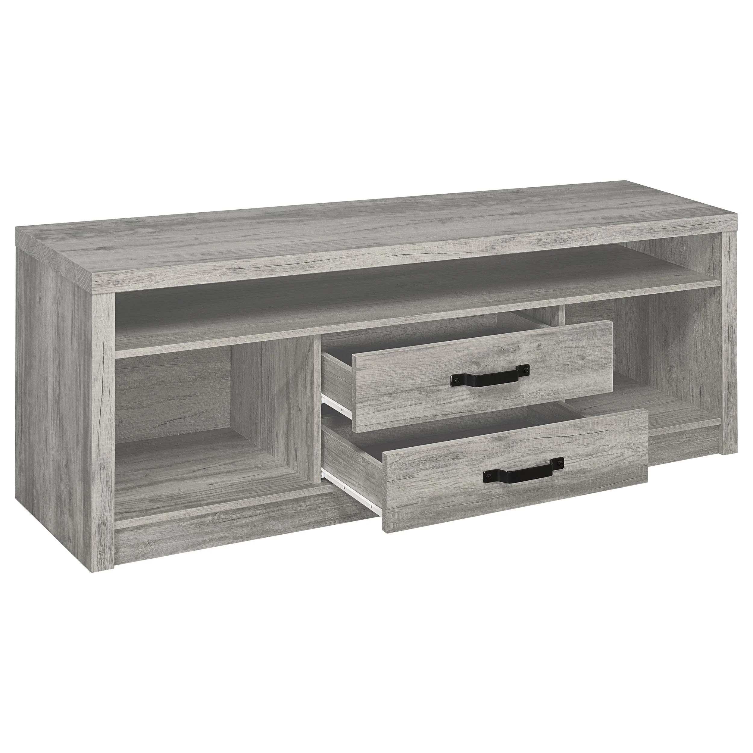 Coaster Furniture Burke 701024 2-Drawer Engineered Wood 59" TV Stand - Grey Driftwood - Image 2